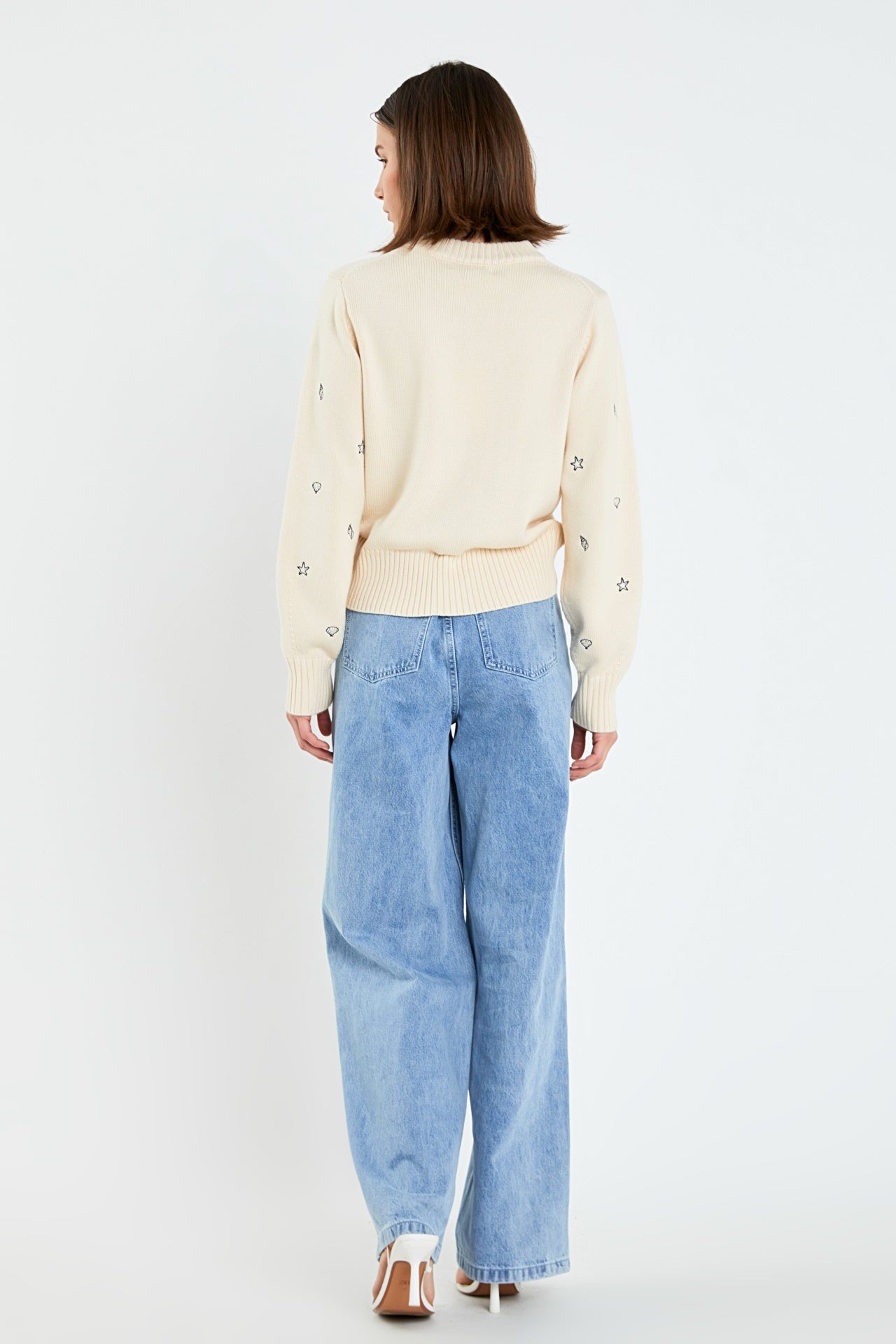 ENGLISH FACTORY - High-Waisted Button Detail Jeans - JEANS available at Objectrare