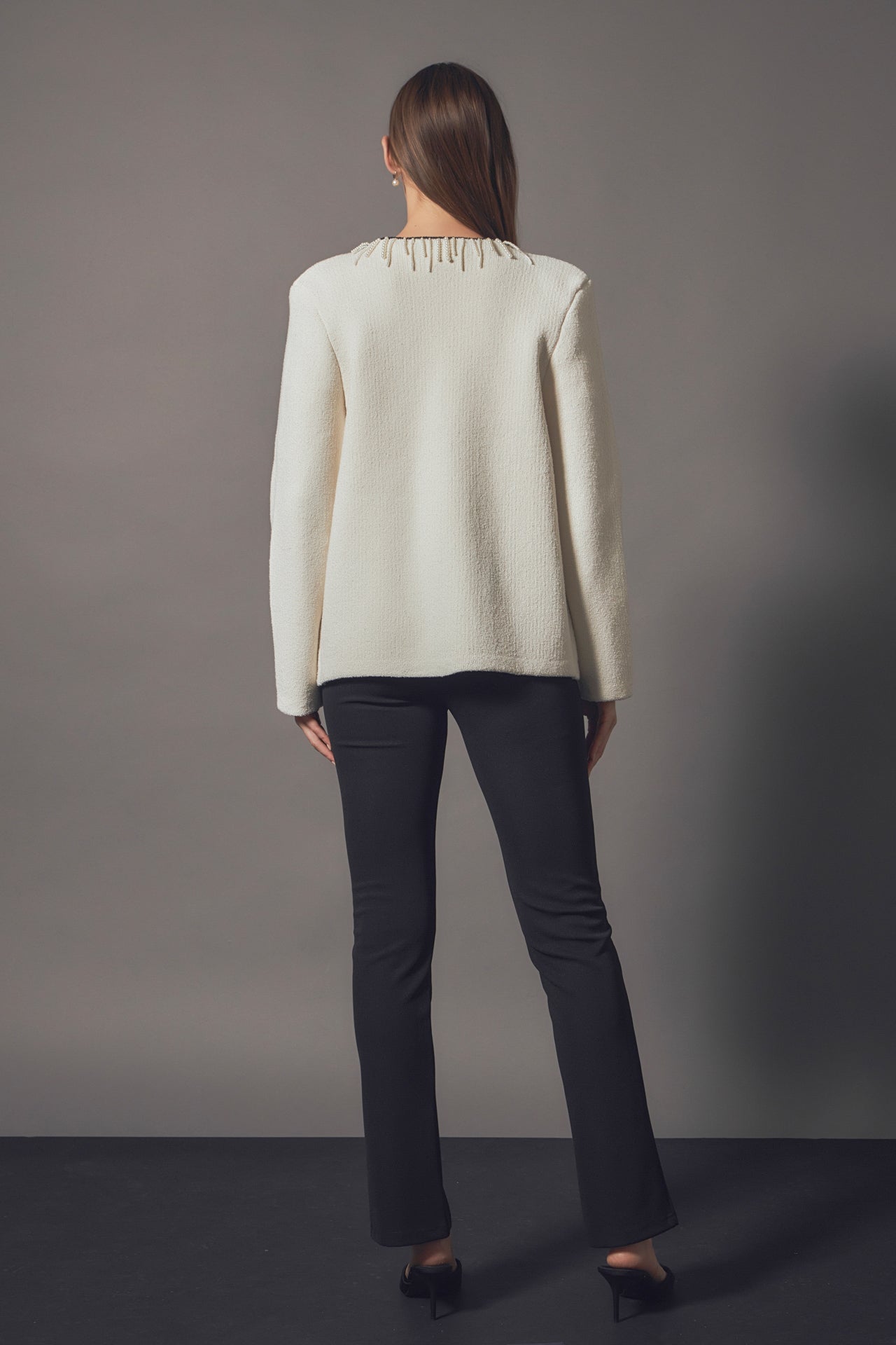 ENDLESS ROSE - Pearl Trim Knit Cardigan - JACKETS available at Objectrare
