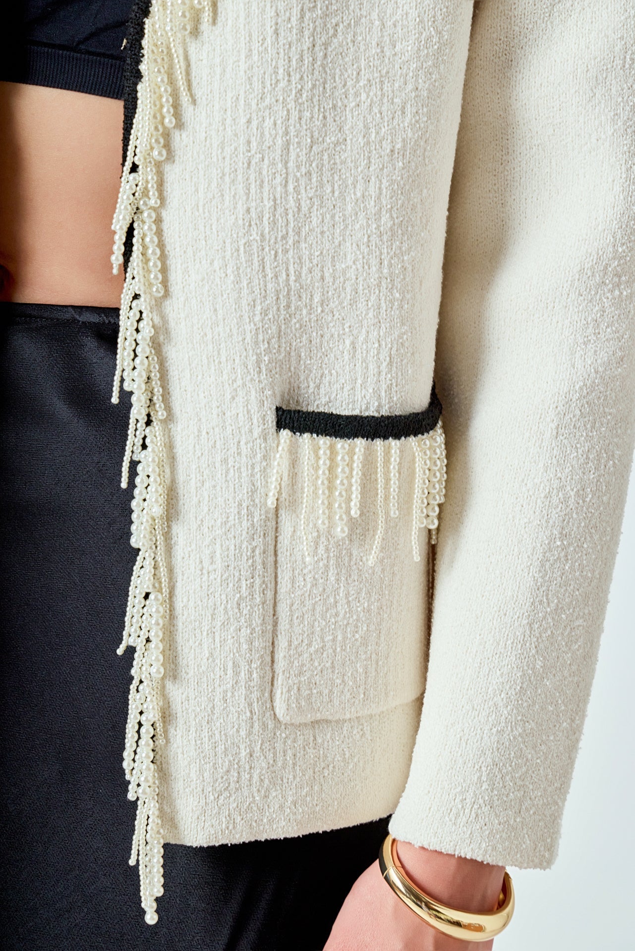 ENDLESS ROSE - Pearl Trim Knit Cardigan - JACKETS available at Objectrare