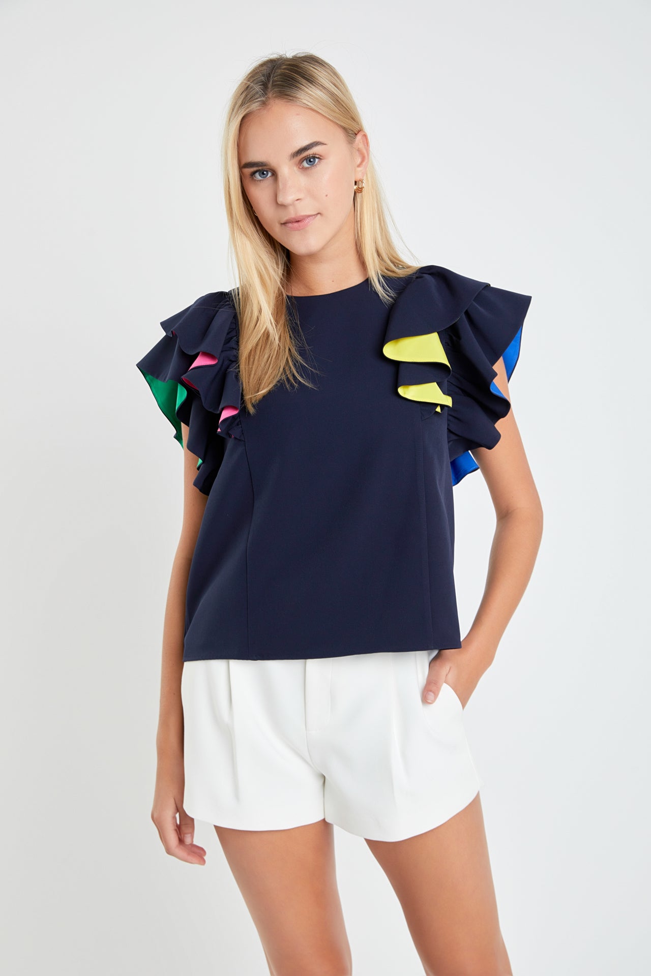 ENGLISH FACTORY - Multi Color Contrast Top - TOPS available at Objectrare