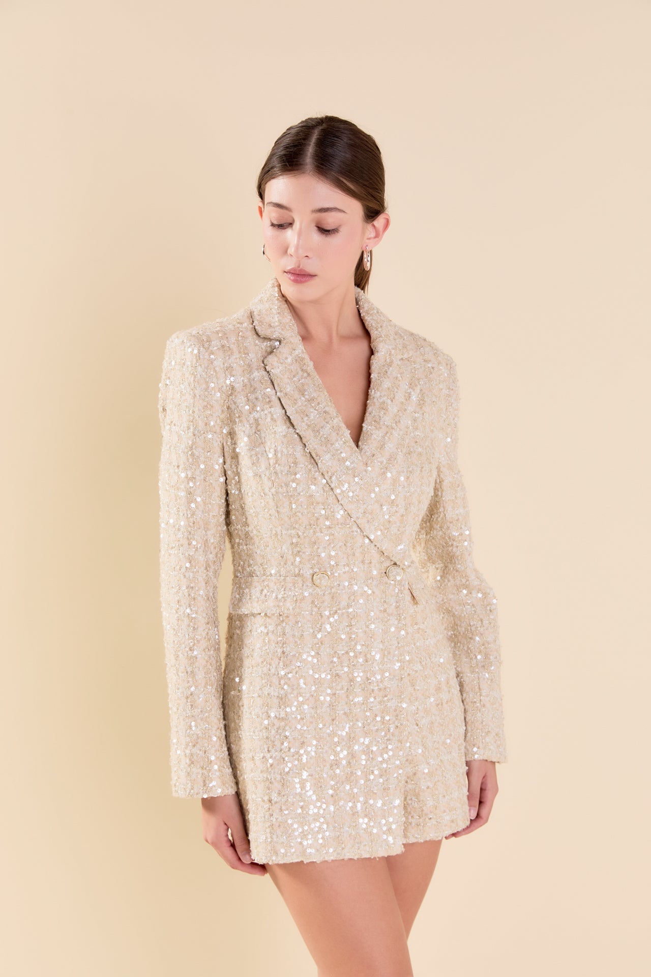 ENDLESS ROSE - Premium Sequins Tweed Romper - ROMPERS available at Objectrare