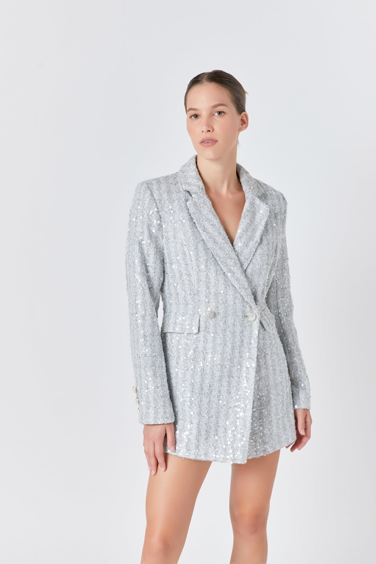 ENDLESS ROSE - Premium Sequins Tweed Romper - ROMPERS available at Objectrare