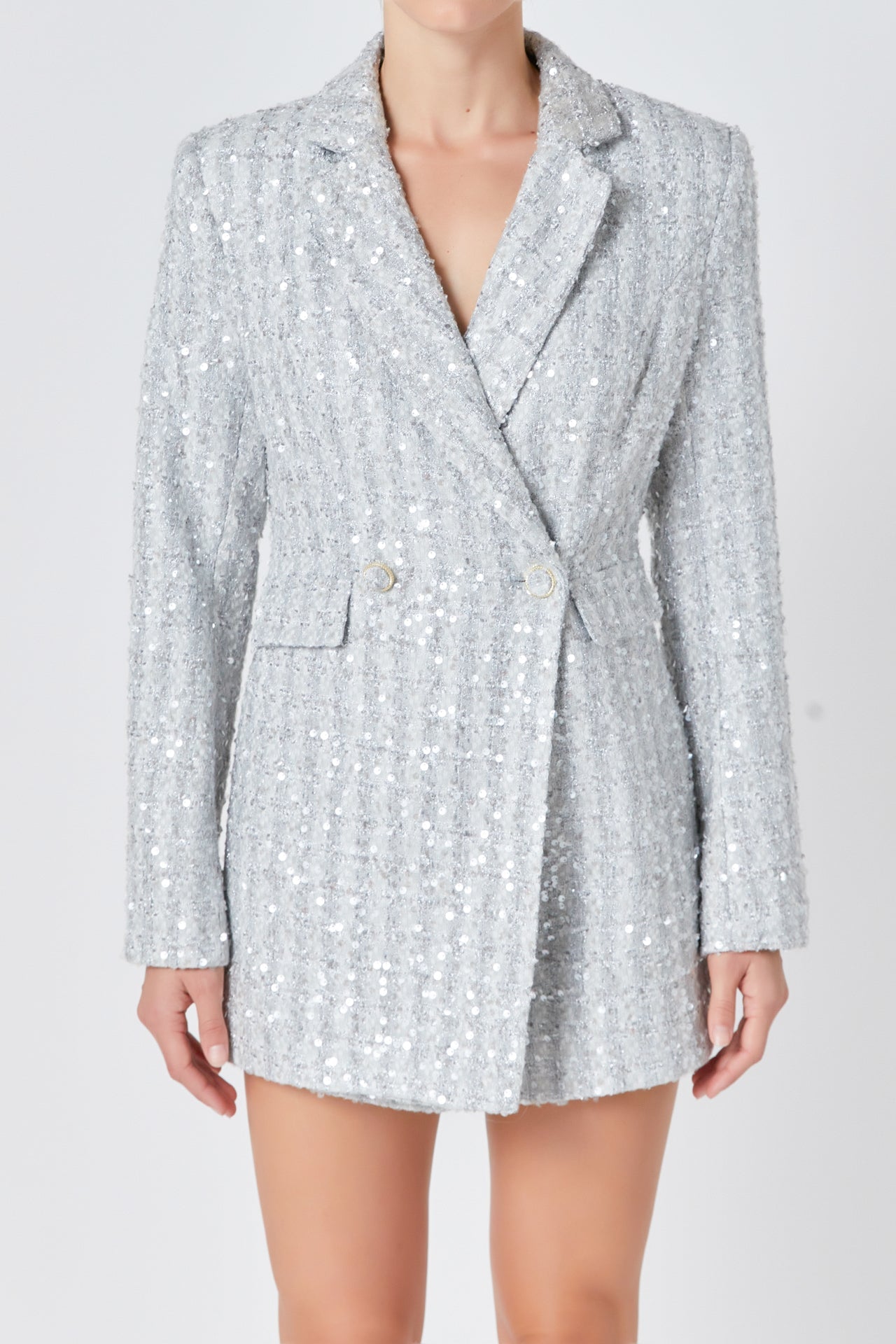 ENDLESS ROSE - Premium Sequins Tweed Romper - ROMPERS available at Objectrare