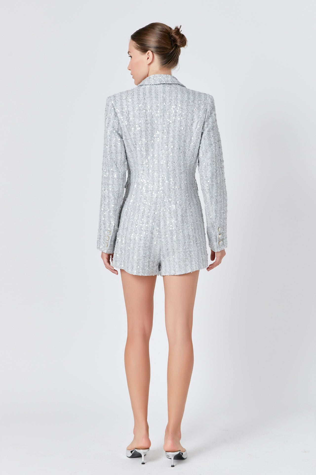 ENDLESS ROSE - Premium Sequins Tweed Romper - ROMPERS available at Objectrare