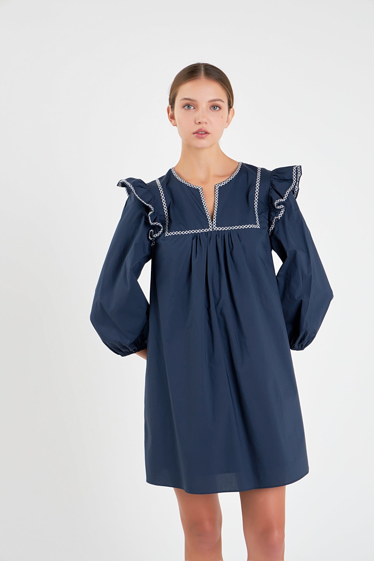 ENGLISH FACTORY - Contrast Embroidery Mini Dress - DRESSES available at Objectrare