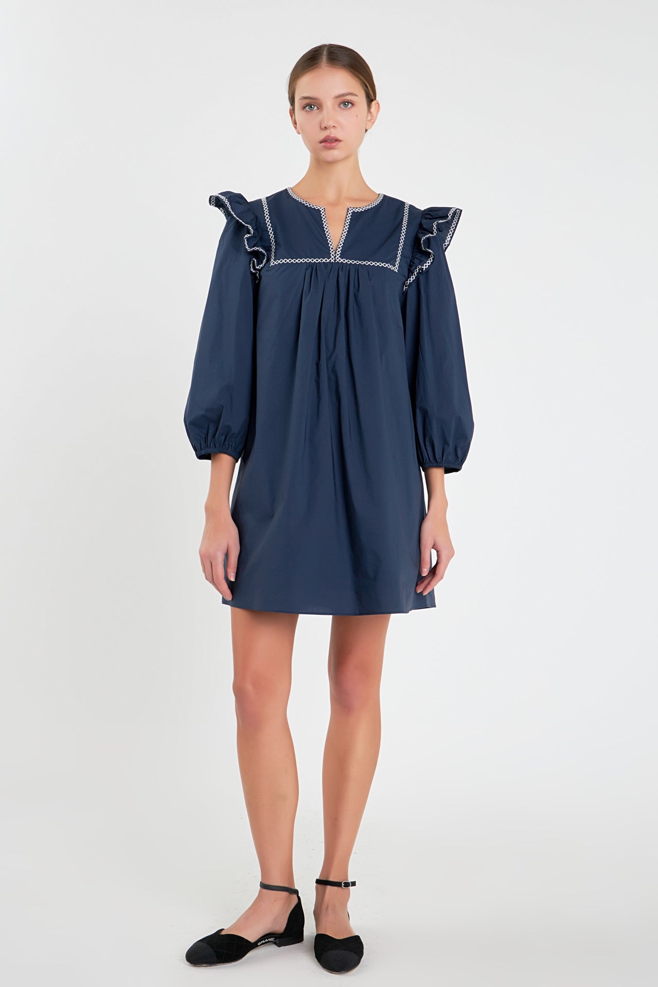 ENGLISH FACTORY - Contrast Embroidery Mini Dress - DRESSES available at Objectrare