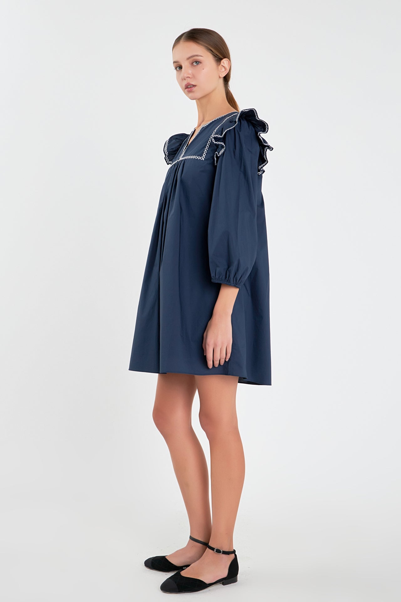 ENGLISH FACTORY - Contrast Embroidery Mini Dress - DRESSES available at Objectrare