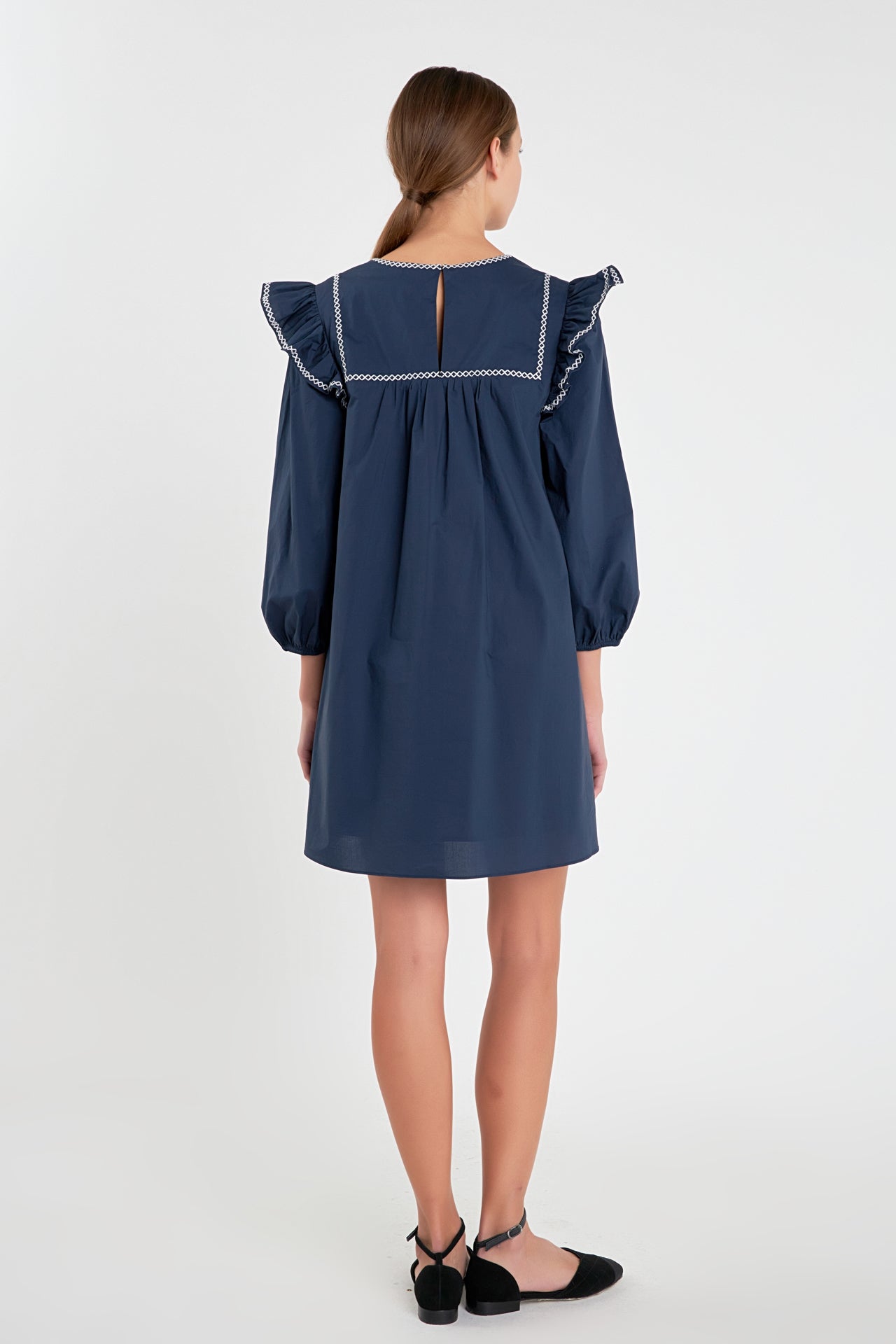 ENGLISH FACTORY - Contrast Embroidery Mini Dress - DRESSES available at Objectrare