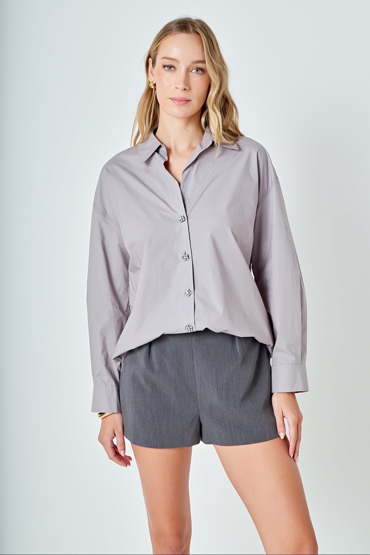 ENDLESS ROSE - Oversize Button Collared Shirt - SHIRTS & BLOUSES available at Objectrare