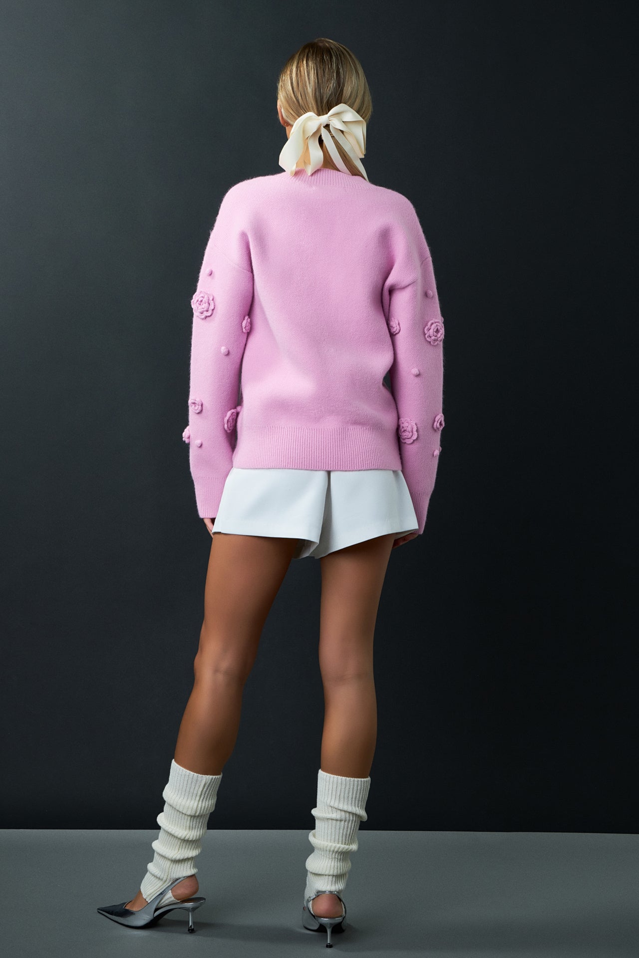 ENGLISH FACTORY - Flower V-neckline Sweater - TOPS available at Objectrare