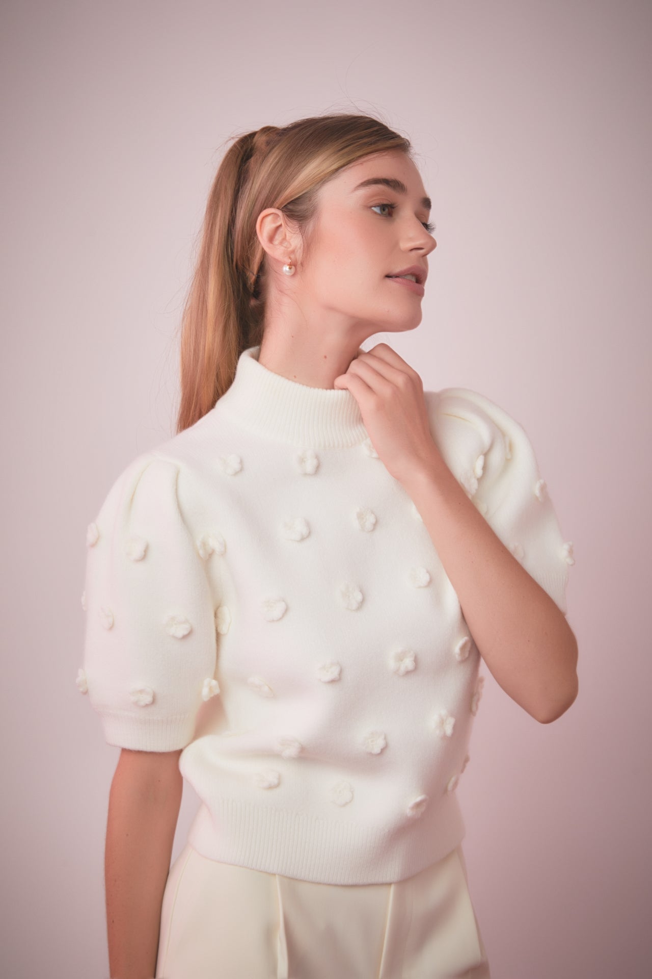 ENGLISH FACTORY - Flower Pompom Sweater - SWEATERS & KNITS available at Objectrare
