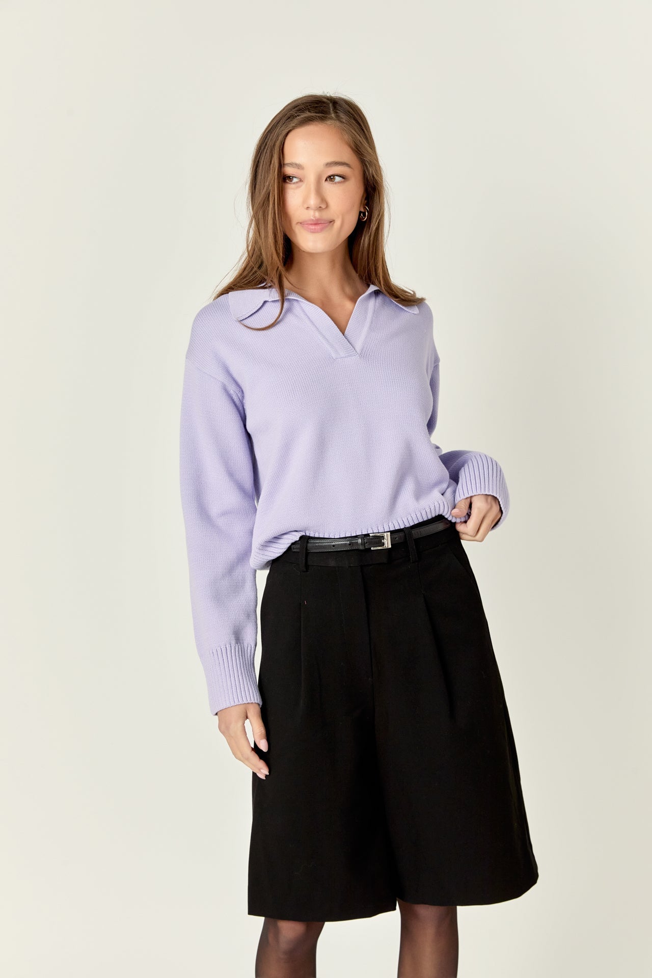 ENGLISH FACTORY - V-neckline with Collar Sweater - SWEATERS & KNITS available at Objectrare