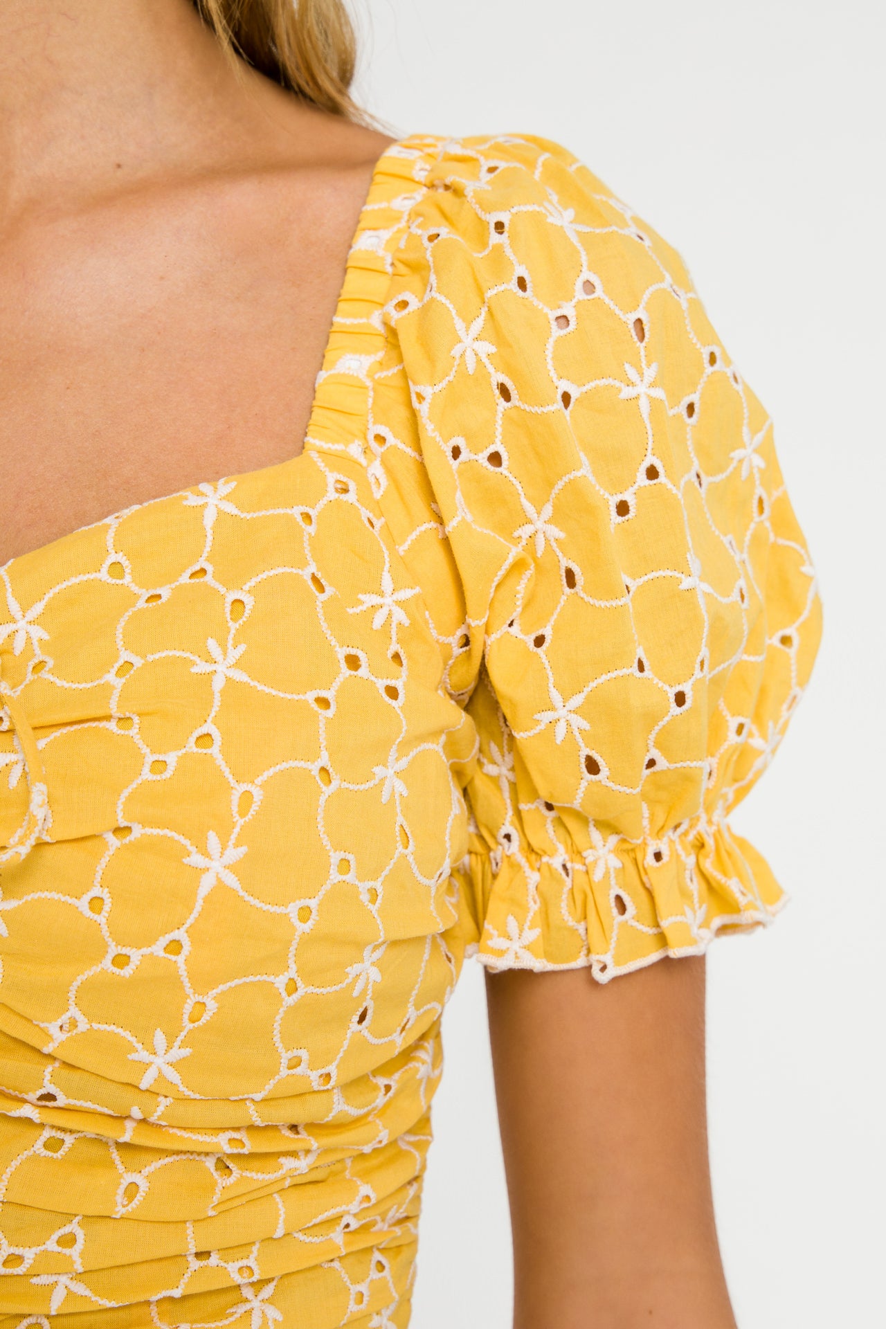 Eyelet Ruched Crop Top