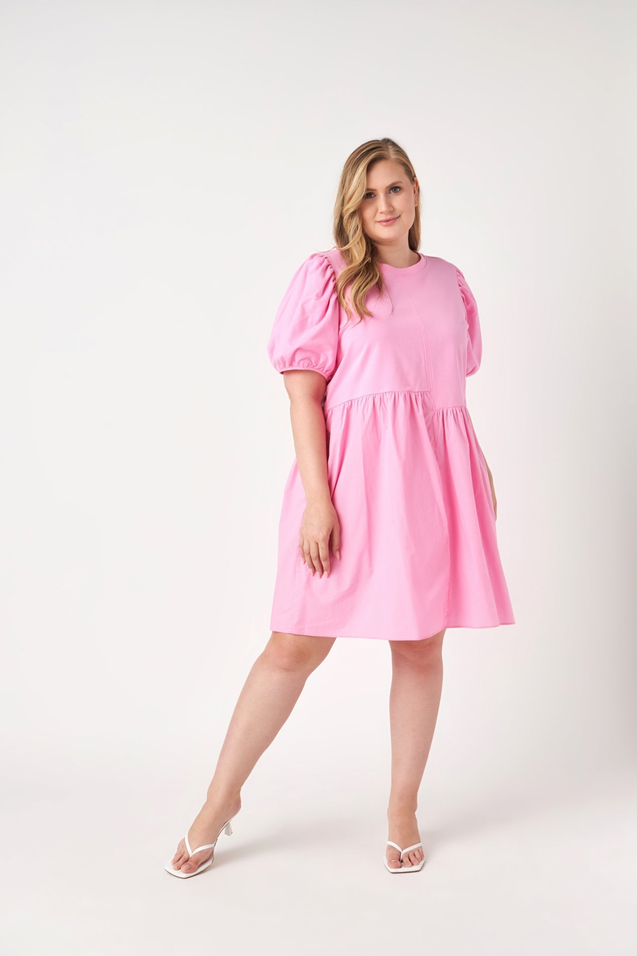 ENGLISH FACTORY - Plus Size Stretch Denim Mini Dress - DRESSES available at Objectrare