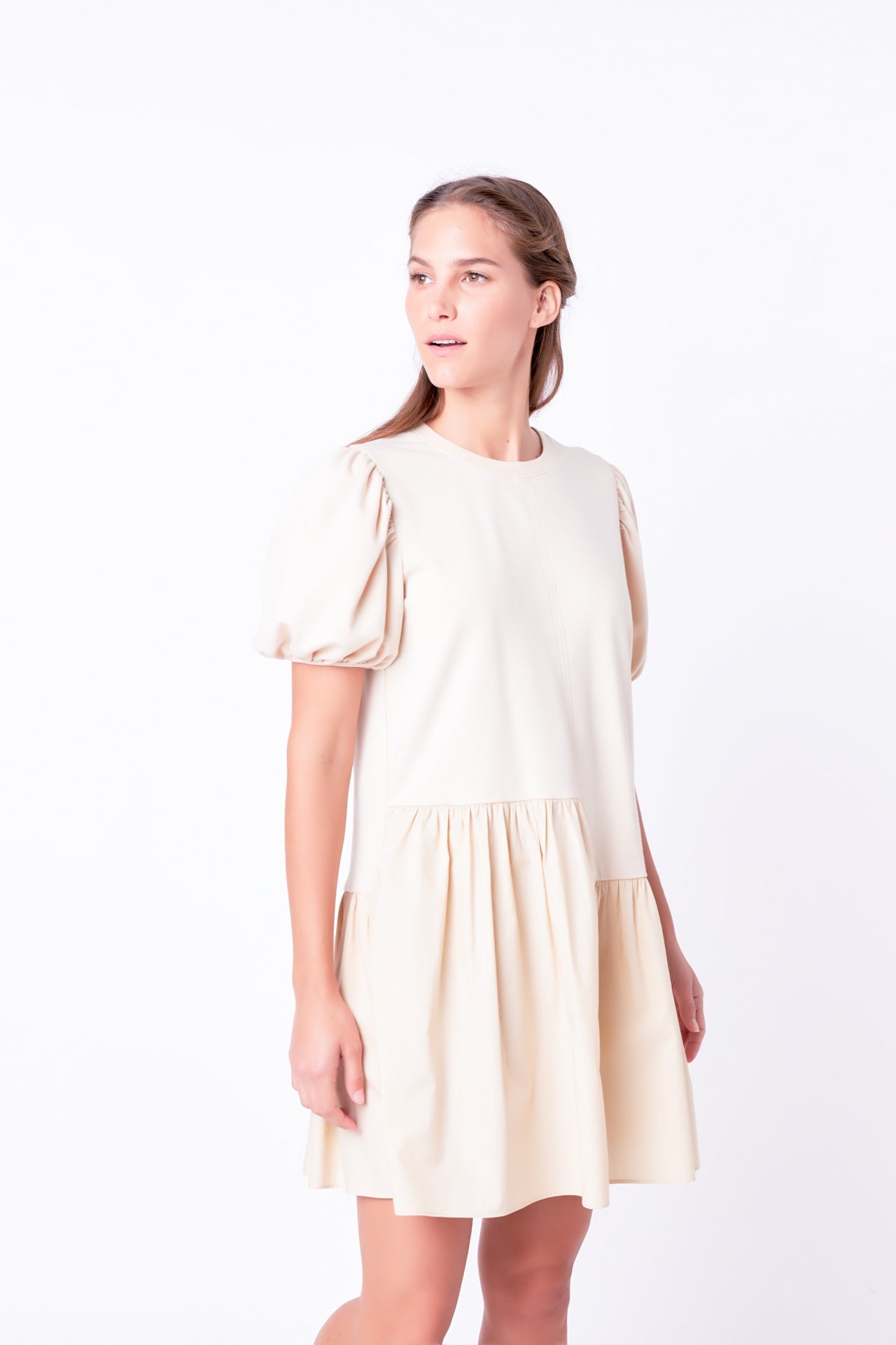 ENGLISH FACTORY - Knit Woven Mixed Dress Plus - DRESSES available at Objectrare