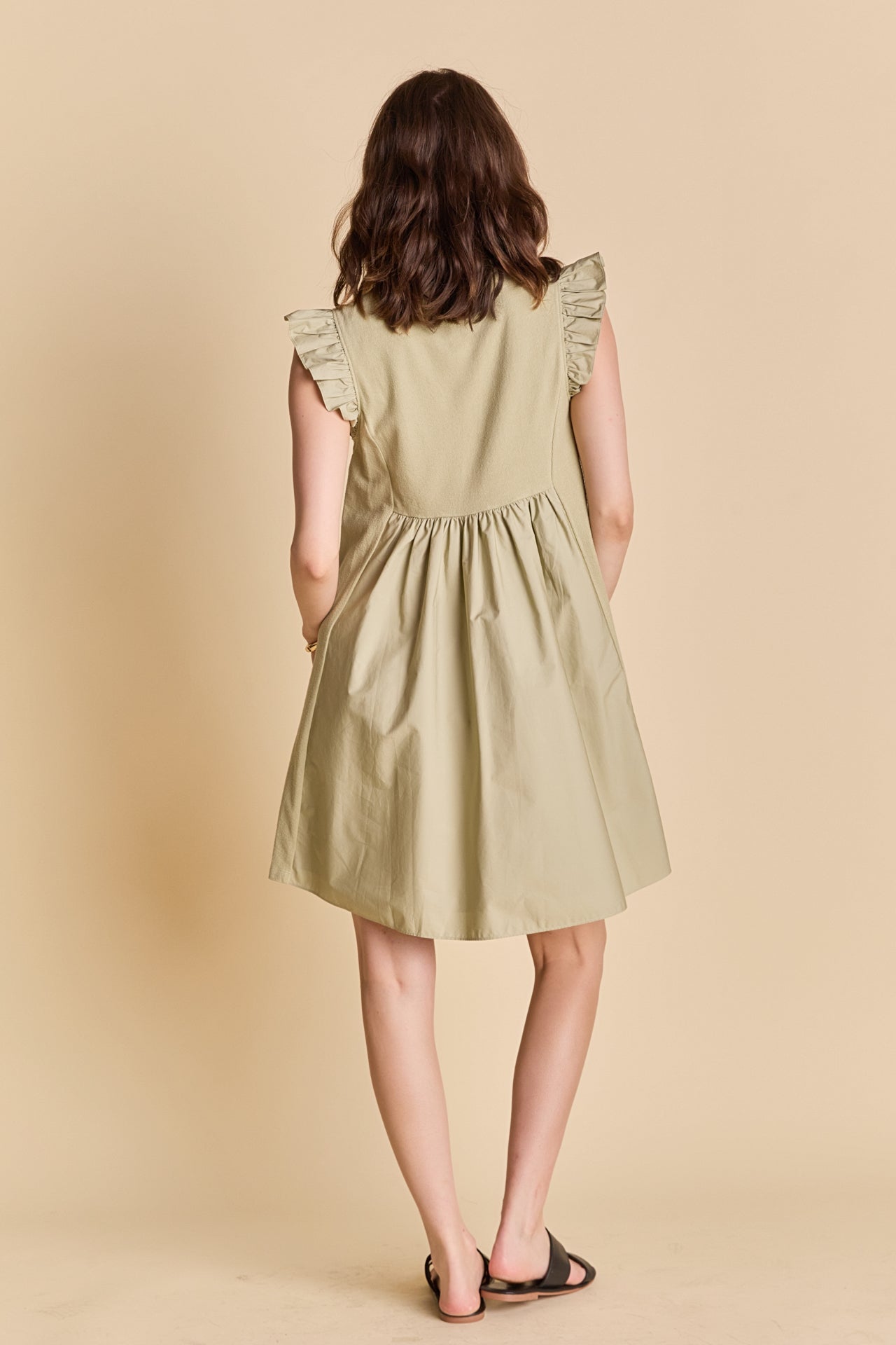 ENGLISH FACTORY - Mixed Media Ruffle Sleeve Mini Dress - DRESSES available at Objectrare