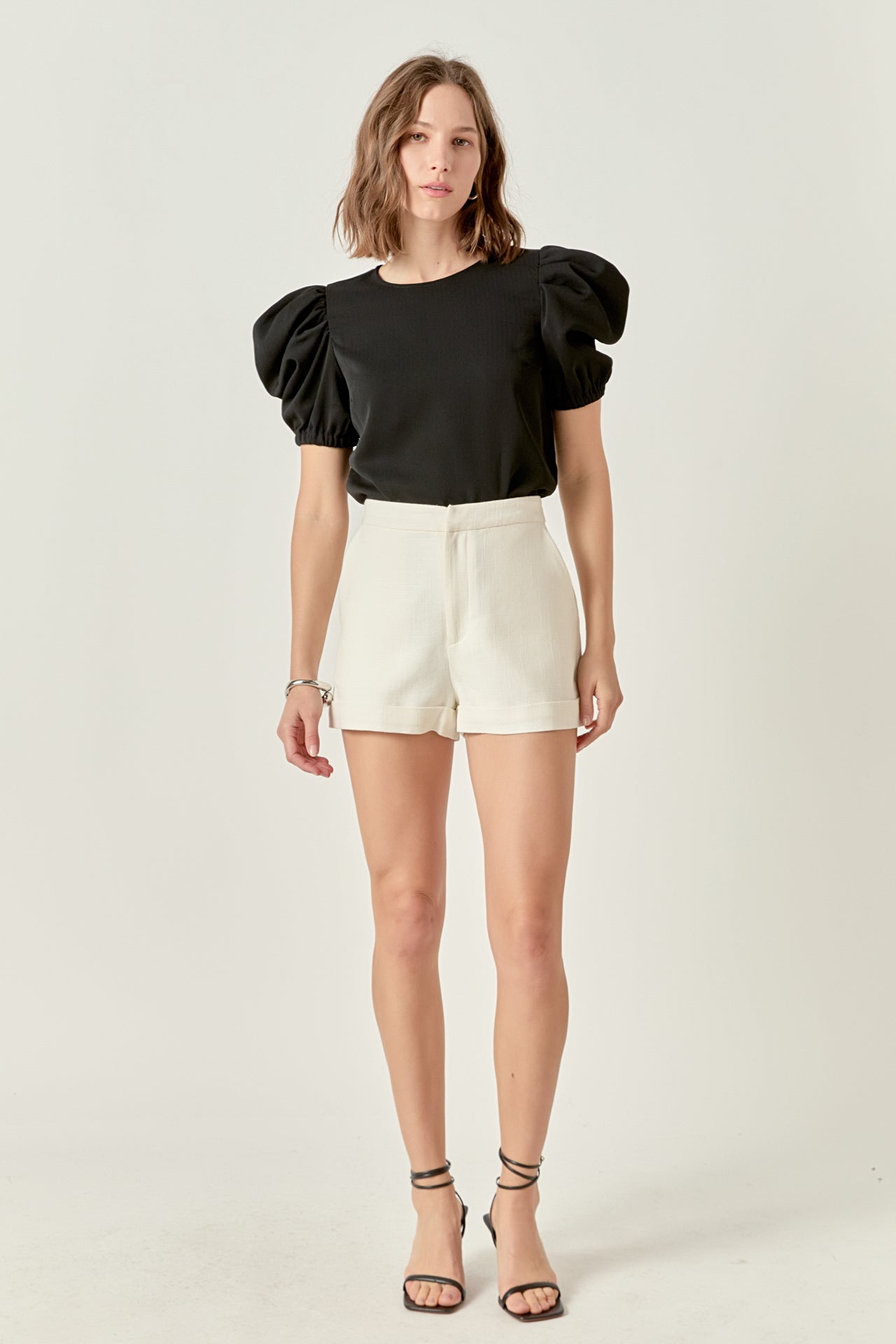 ENGLISH FACTORY - Ruched Puff Sleeve Top - TOPS available at Objectrare