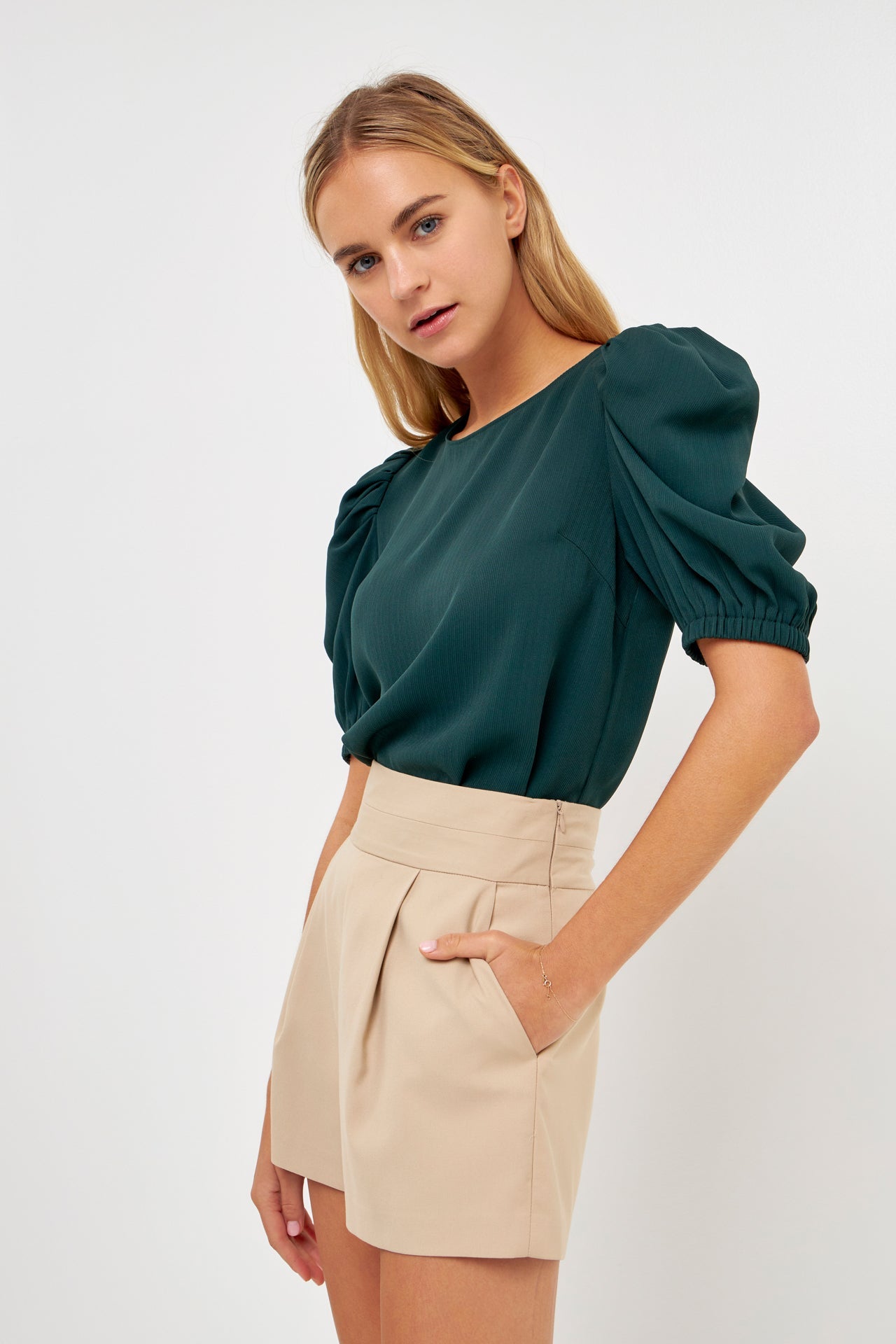 ENGLISH FACTORY - Pleated Puff Sleeve Top - TOPS available at Objectrare
