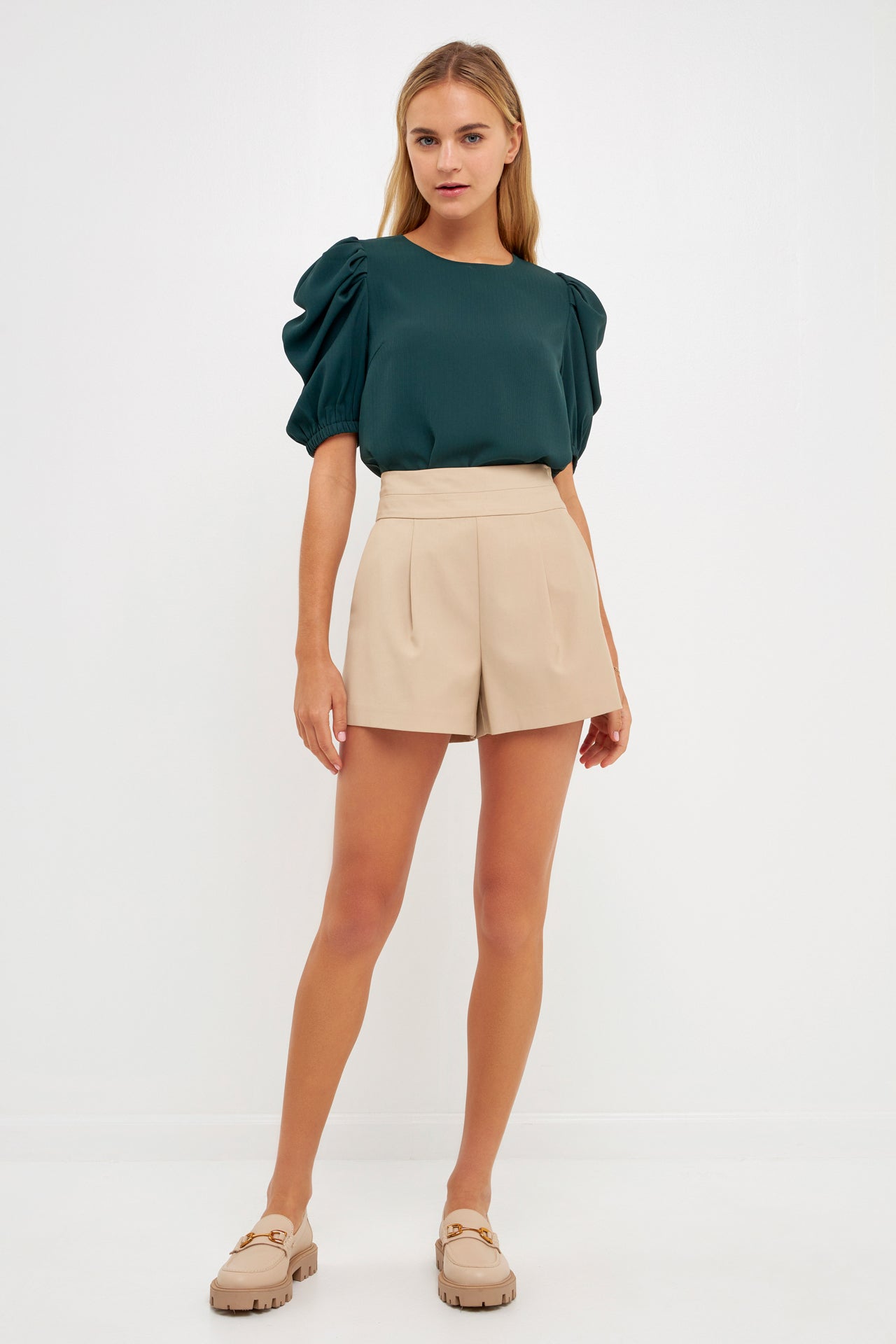 ENGLISH FACTORY - Pleated Puff Sleeve Top - TOPS available at Objectrare