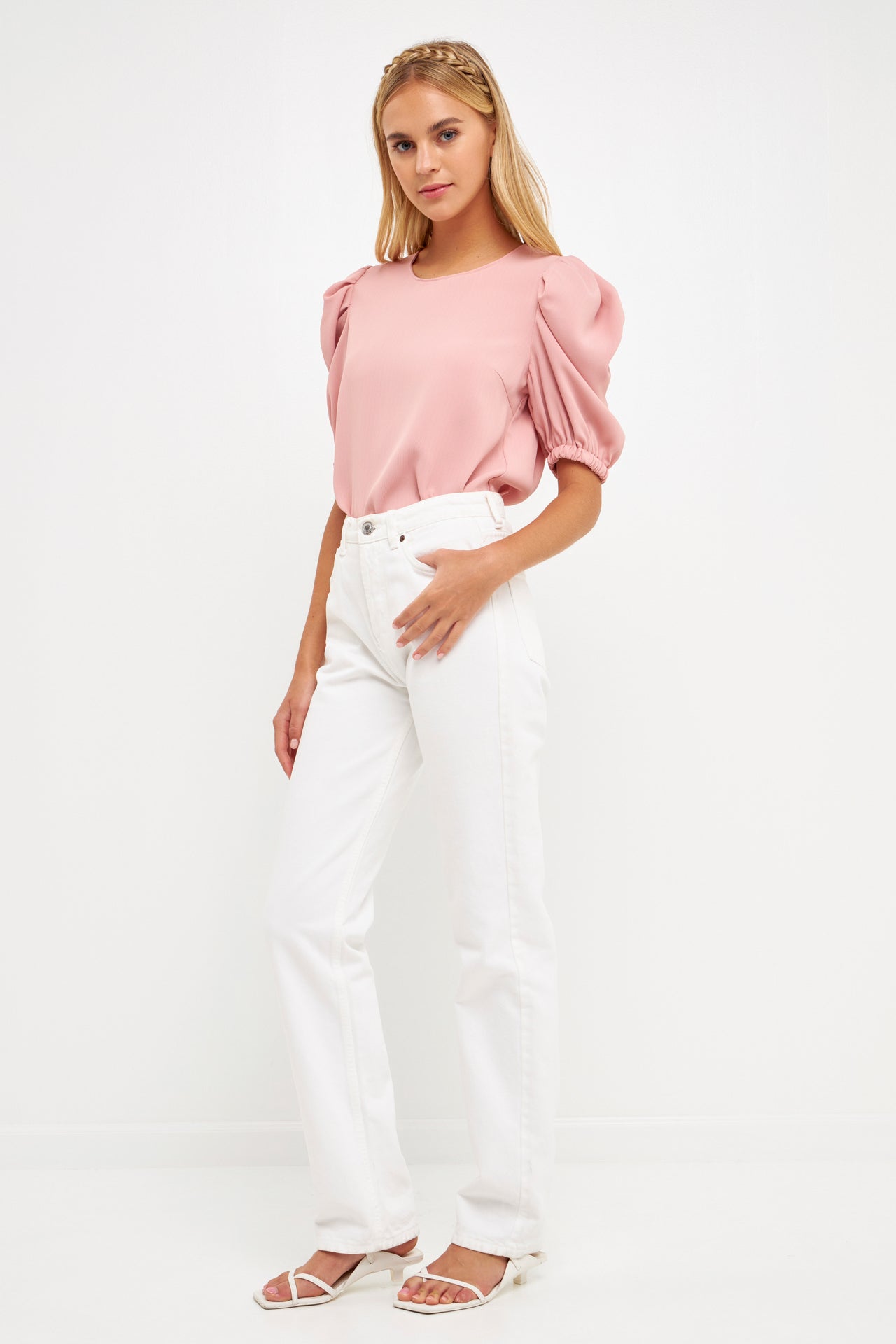 ENGLISH FACTORY - Ruched Puff Sleeve Top - TOPS available at Objectrare
