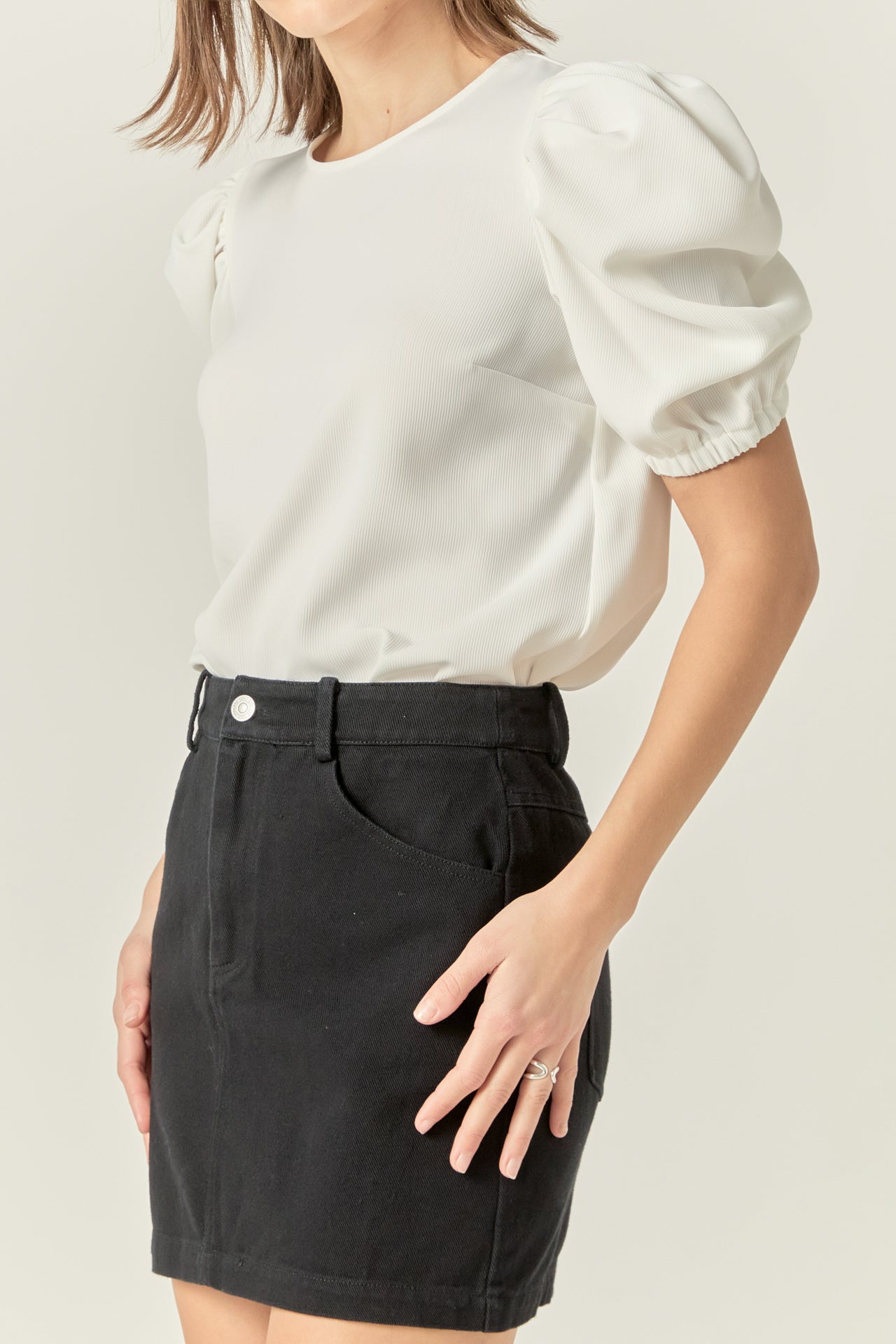 ENGLISH FACTORY - Ruched Puff Sleeve Top - TOPS available at Objectrare