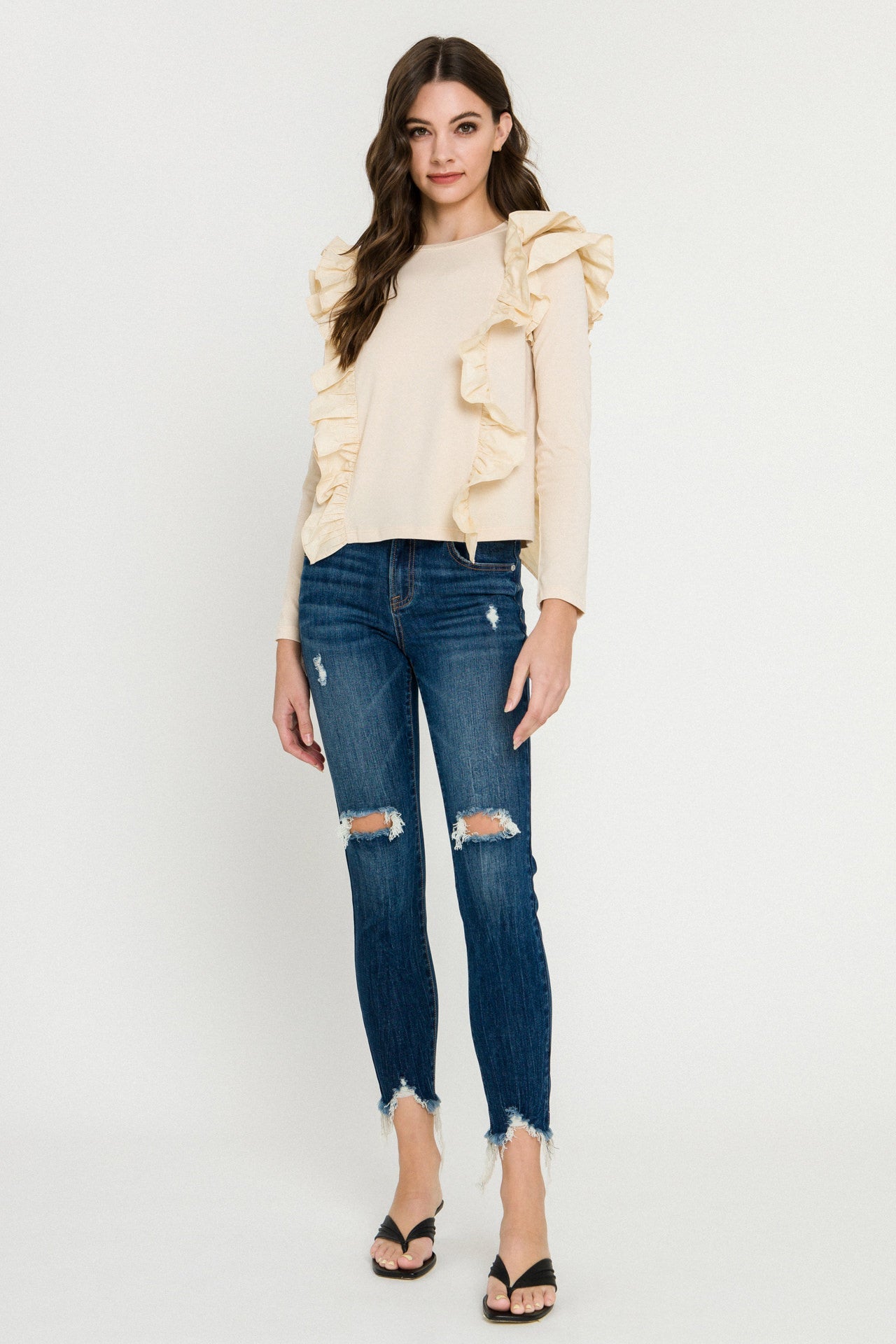 ENGLISH FACTORY - Poplin Ruffle Detail T-shirt - TOPS available at Objectrare