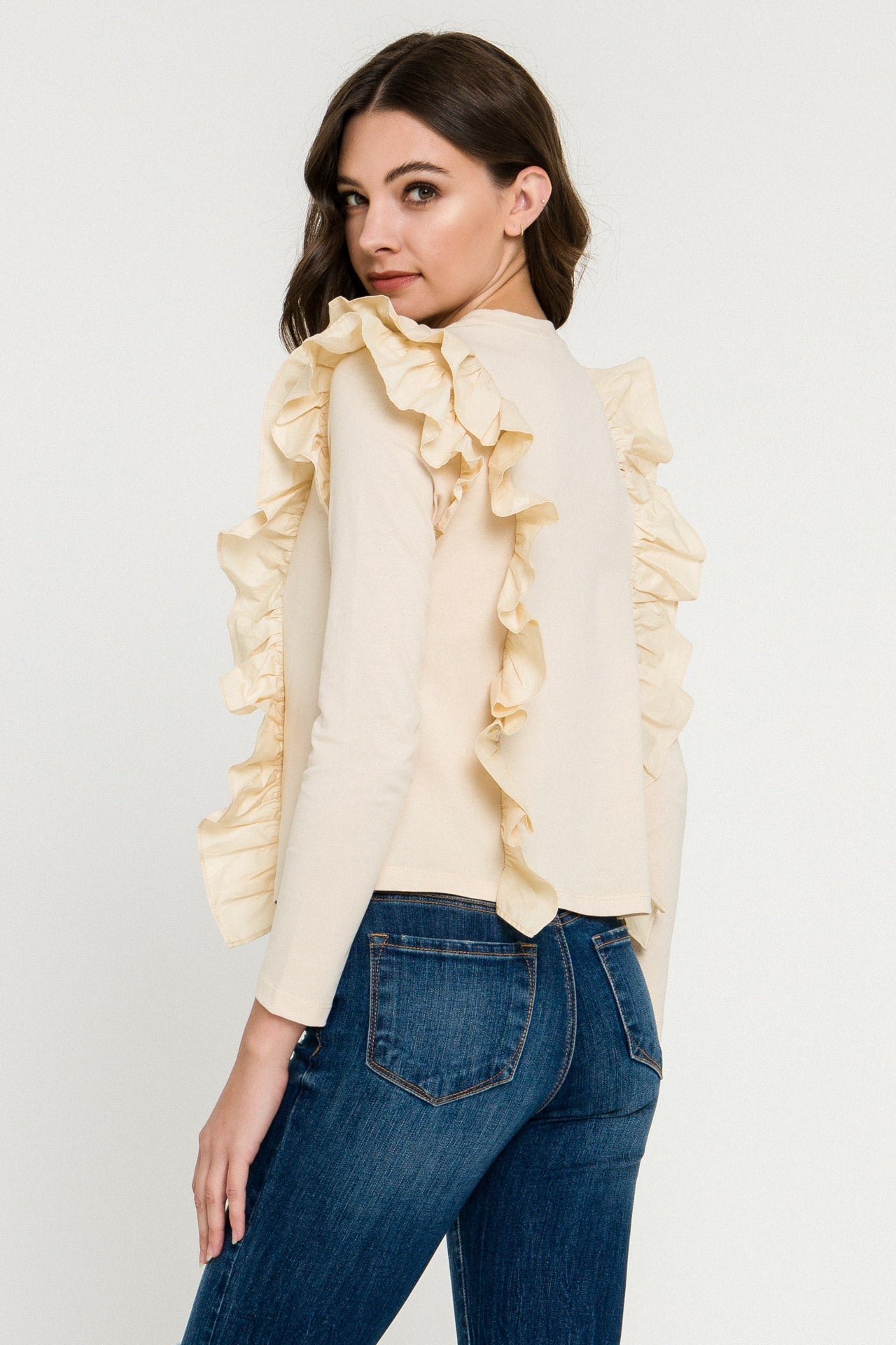 ENGLISH FACTORY - Poplin Ruffle Detail T-shirt - TOPS available at Objectrare