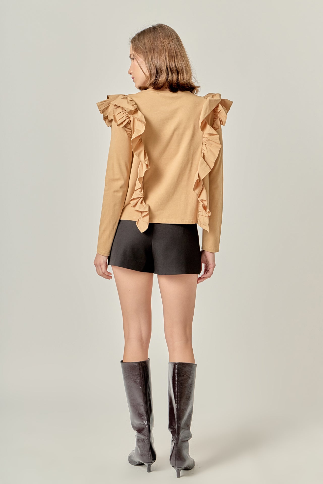 ENGLISH FACTORY - Poplin Ruffle Detail T-shirt - TOPS available at Objectrare