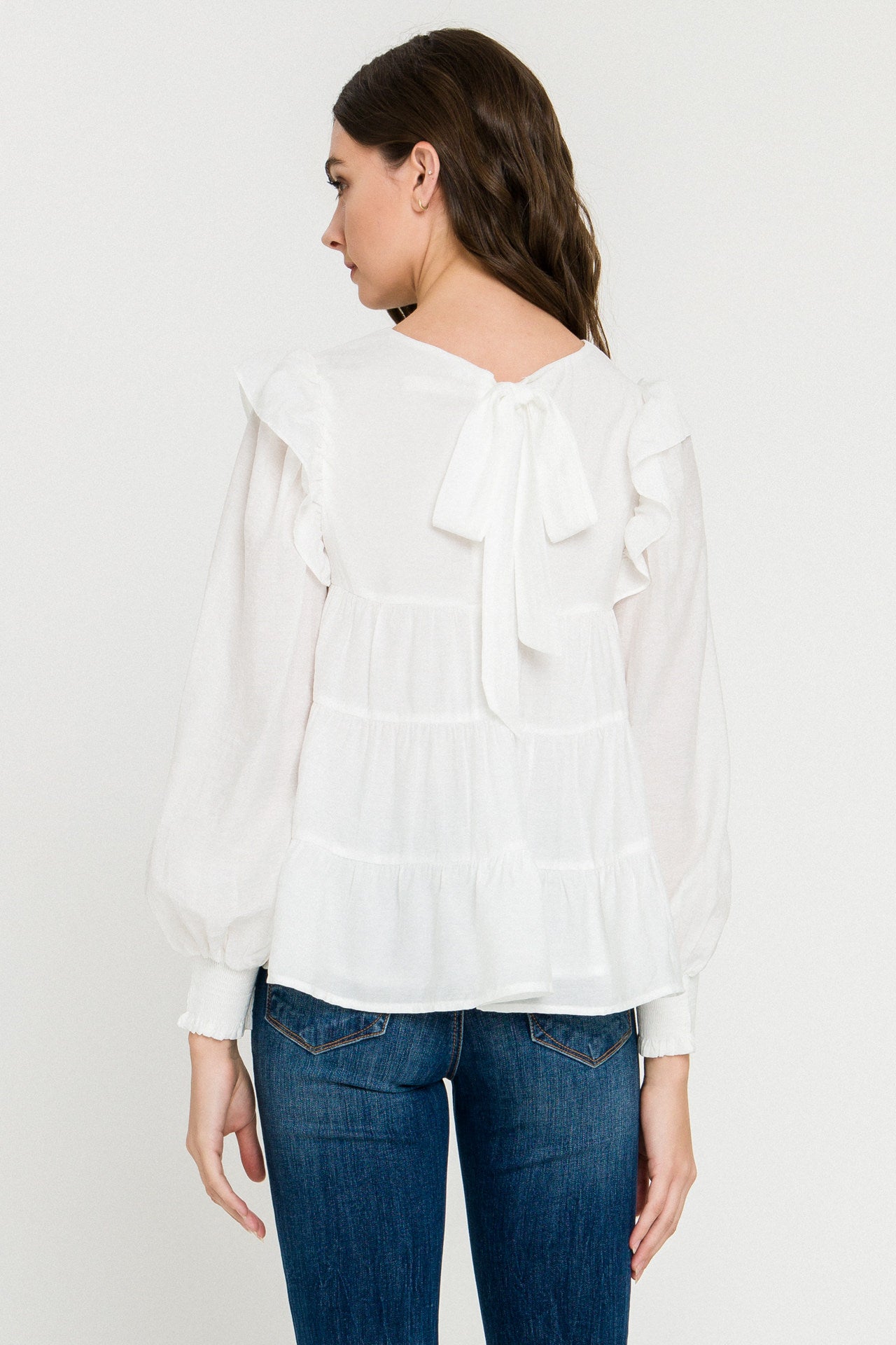 LA'VEN - Tiered Ruffle Detail Blouse - TOPS available at Objectrare