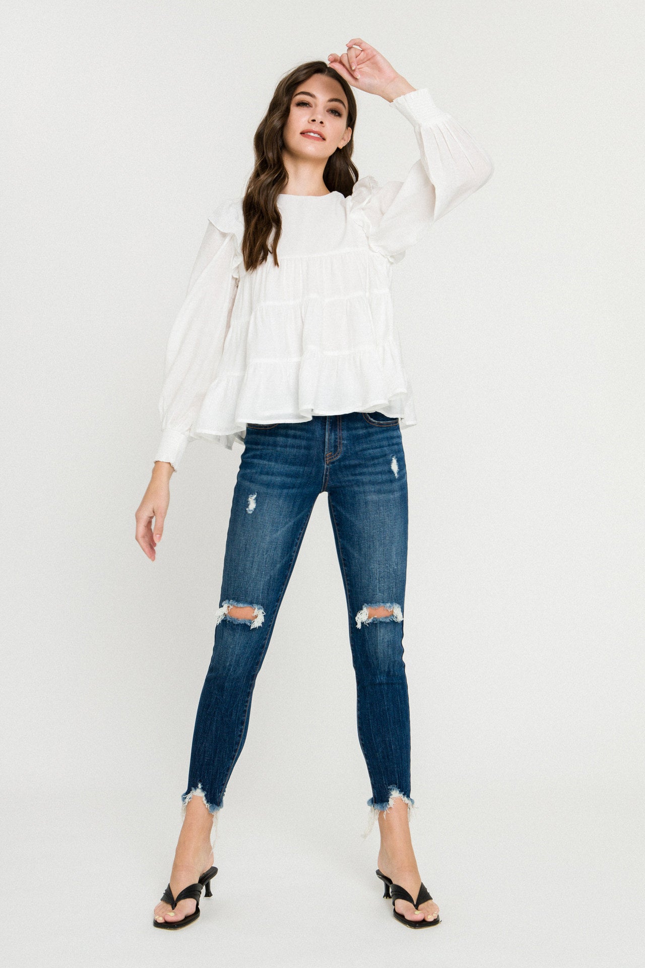 LA'VEN - Tiered Ruffle Detail Blouse - TOPS available at Objectrare