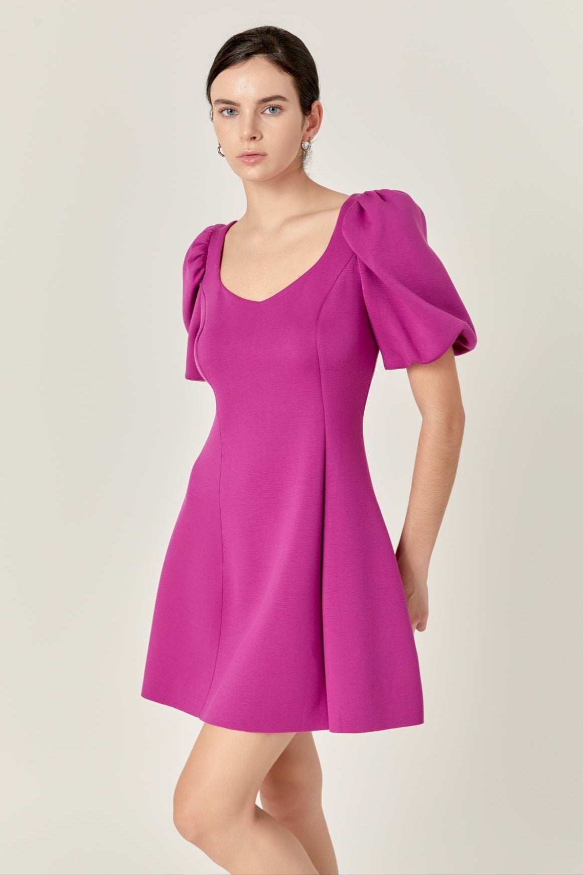 ENGLISH FACTORY - Puff Sleeve Mini Dress in Orchid - DRESSES available at Objectrare