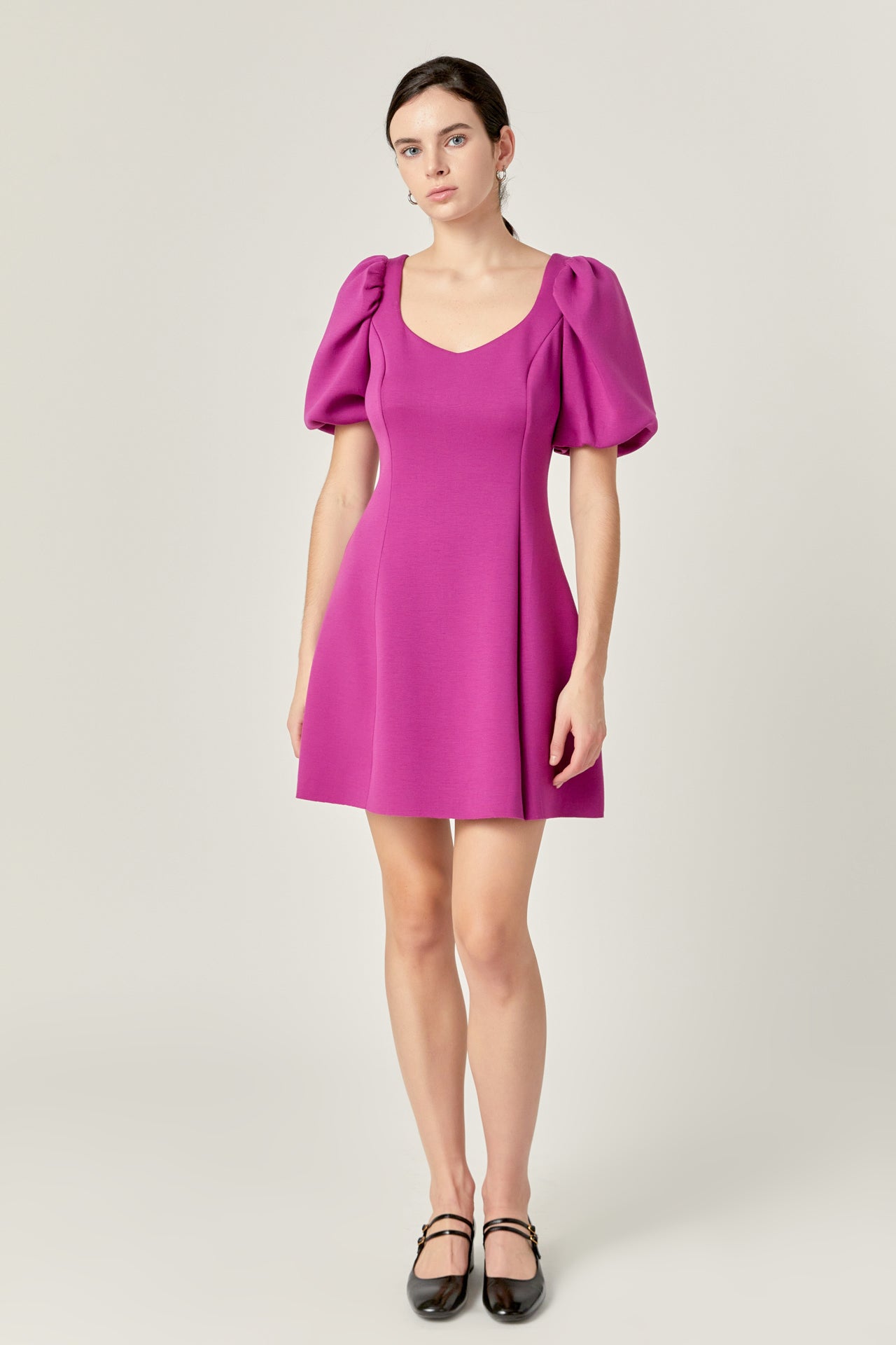 ENGLISH FACTORY - Puff Sleeve Mini Dress in Orchid - DRESSES available at Objectrare
