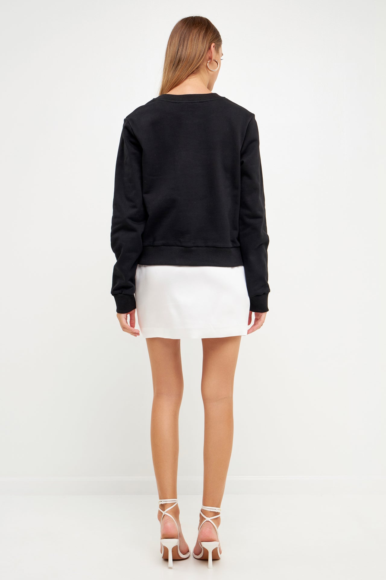 ENDLESS ROSE - Bonjour Lettering Beads Sweatshirt - HOODIES & SWEATSHIRTS available at Objectrare