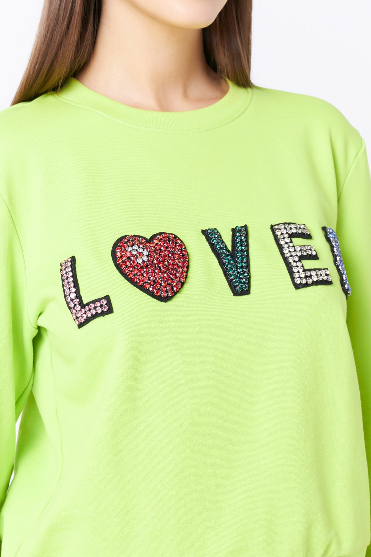 ENDLESS ROSE - Beaded Loved Sweatshirt - HOODIES & SWEATSHIRTS available at Objectrare