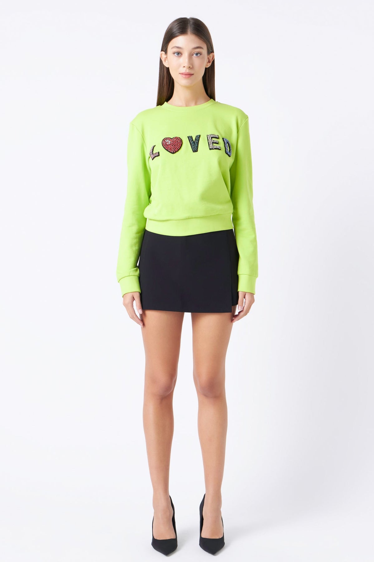 ENDLESS ROSE - Beaded Loved Sweatshirt - HOODIES & SWEATSHIRTS available at Objectrare