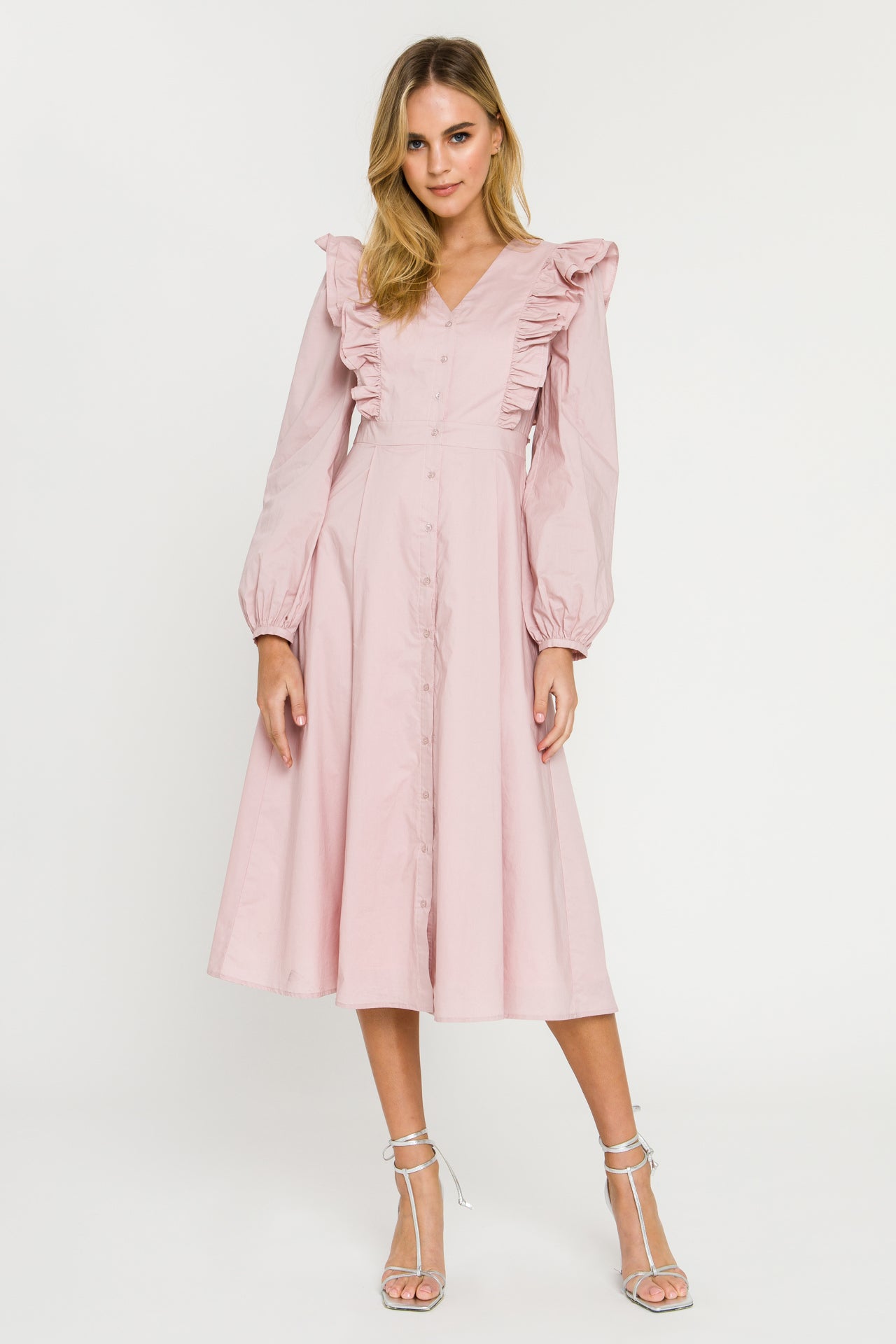ENGLISH FACTORY - Ruffled Button Down Midi Dress - DRESSES available at Objectrare