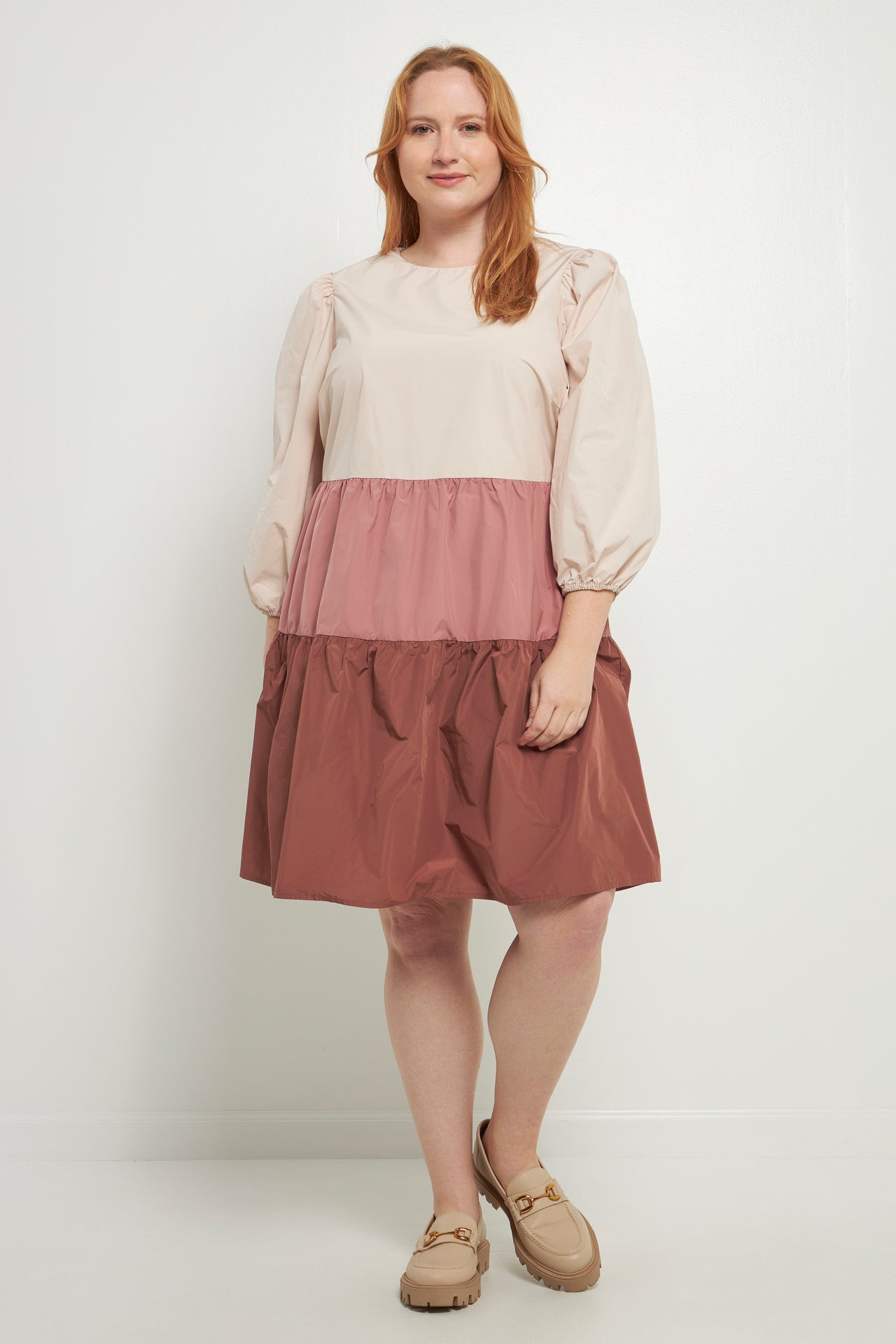 ENGLISH FACTORY - Plus Size Colorblock Mini Dress - DRESSES available at Objectrare