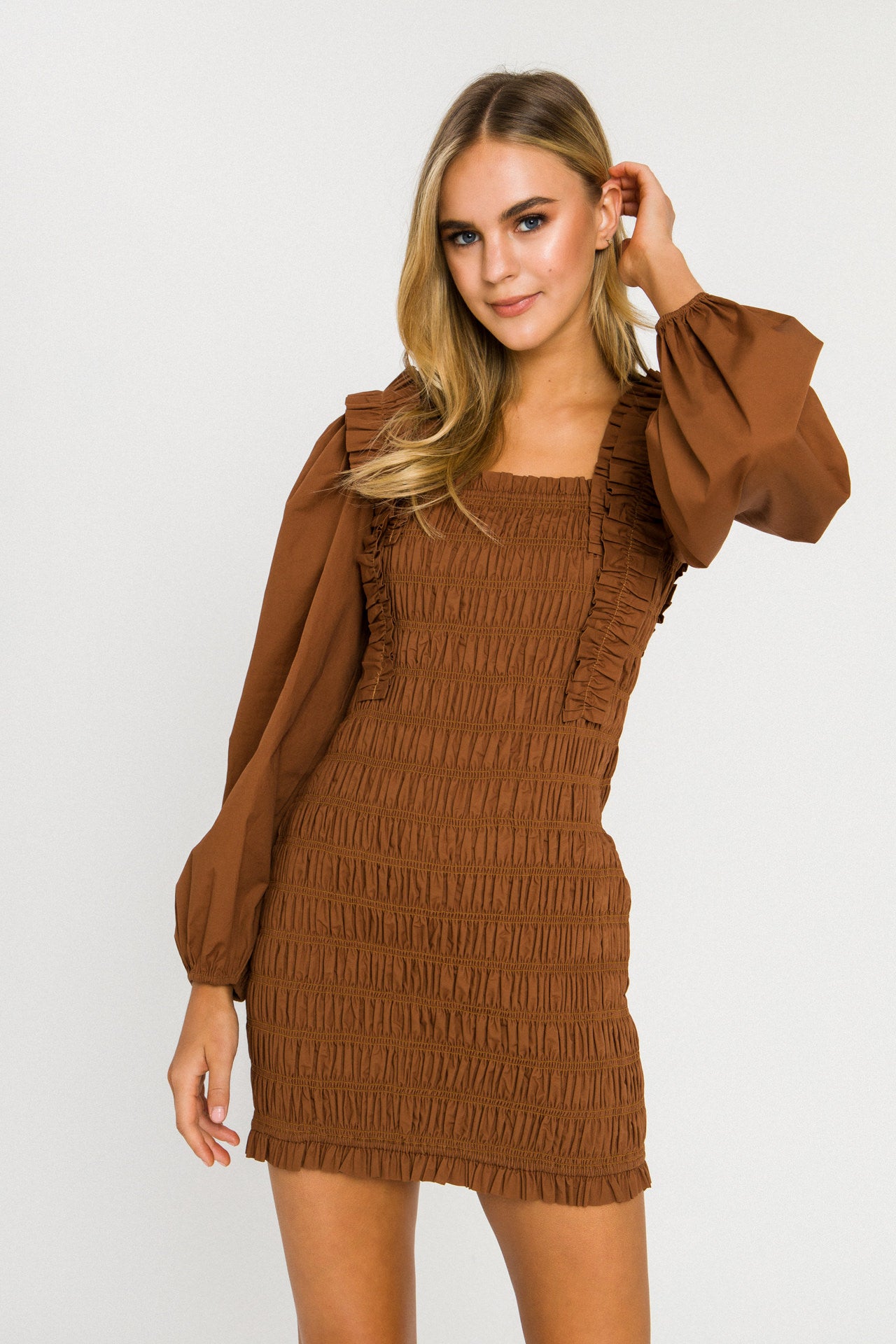 ENDLESS ROSE - Smocking Detail Mini Dress - DRESSES available at Objectrare