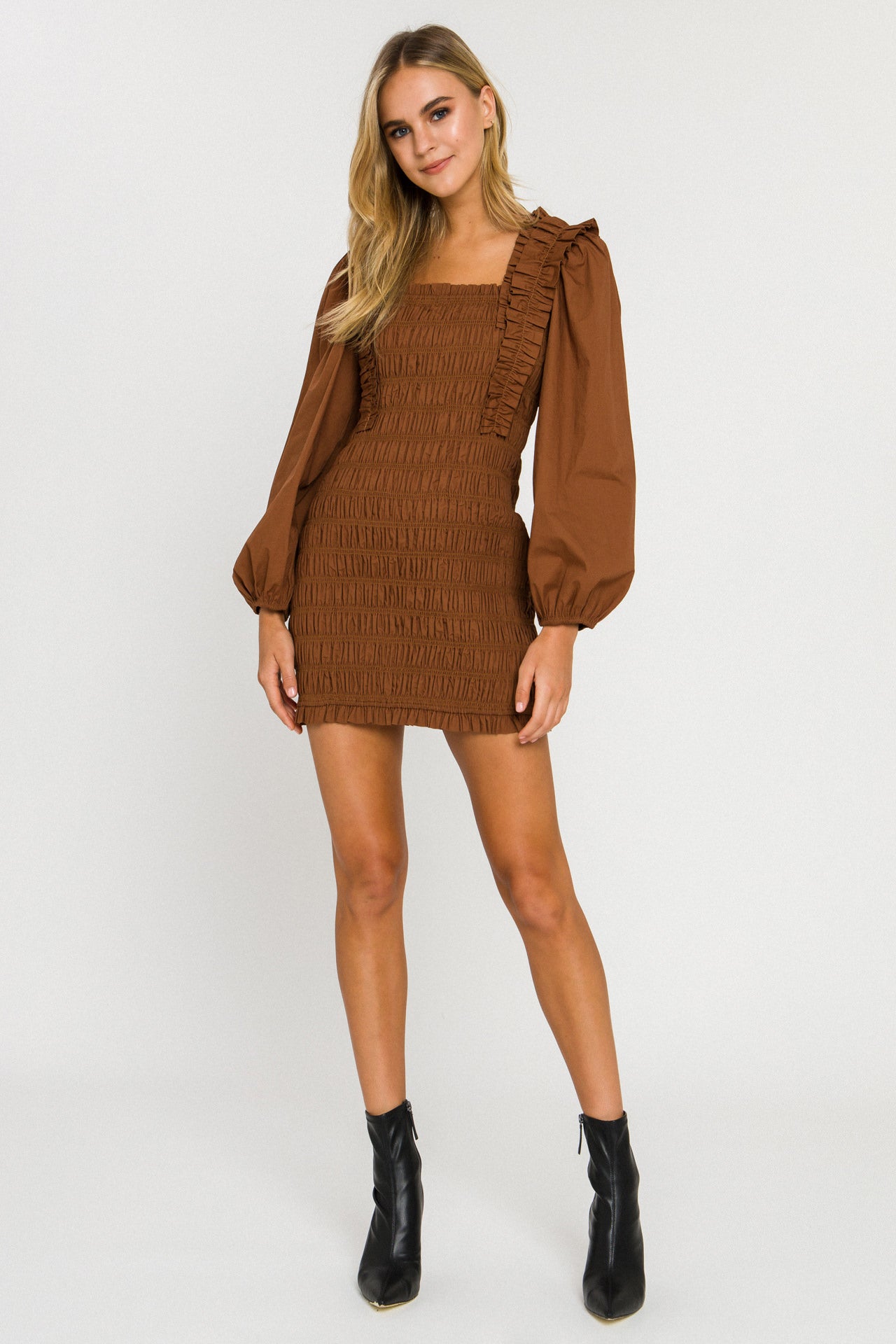 ENDLESS ROSE - Smocking Detail Mini Dress - DRESSES available at Objectrare