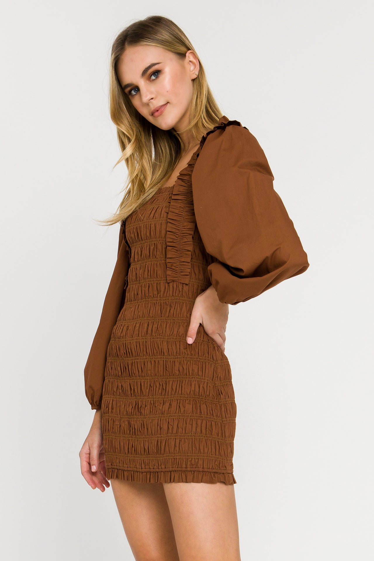 ENDLESS ROSE - Smocking Detail Mini Dress - DRESSES available at Objectrare