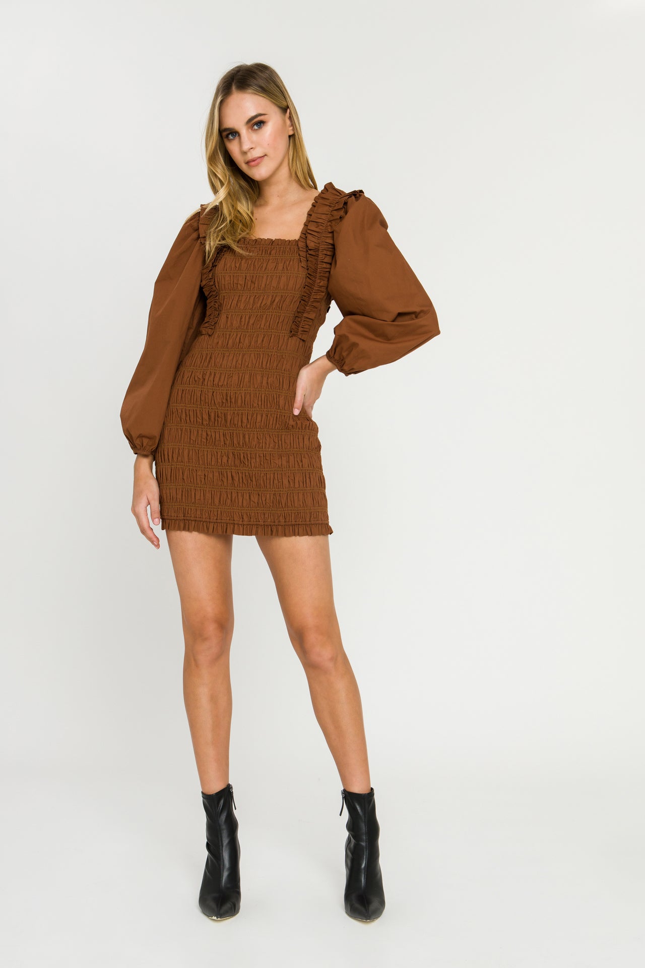 ENDLESS ROSE - Smocking Detail Mini Dress - DRESSES available at Objectrare