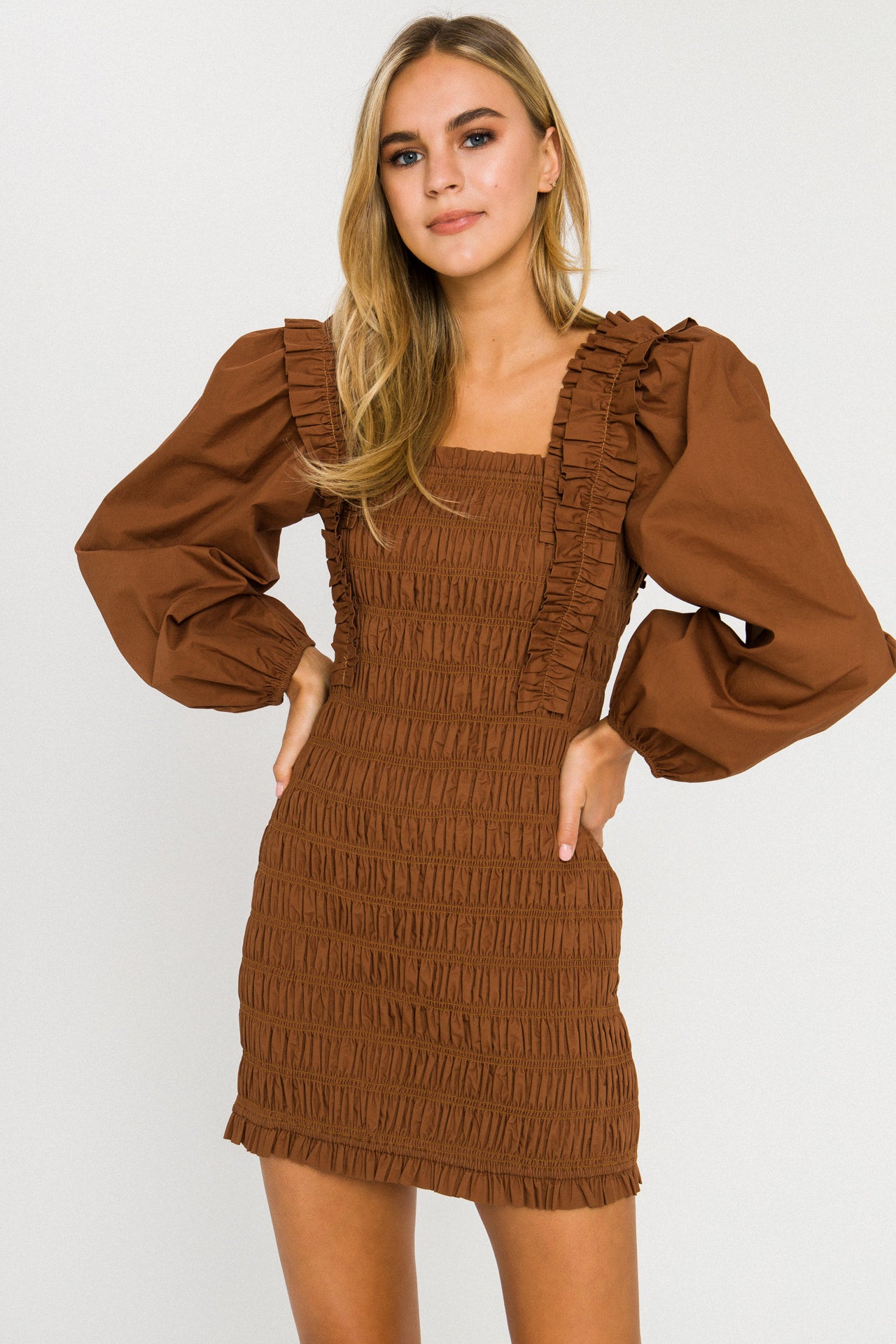 ENDLESS ROSE - Smocking Detail Mini Dress - DRESSES available at Objectrare