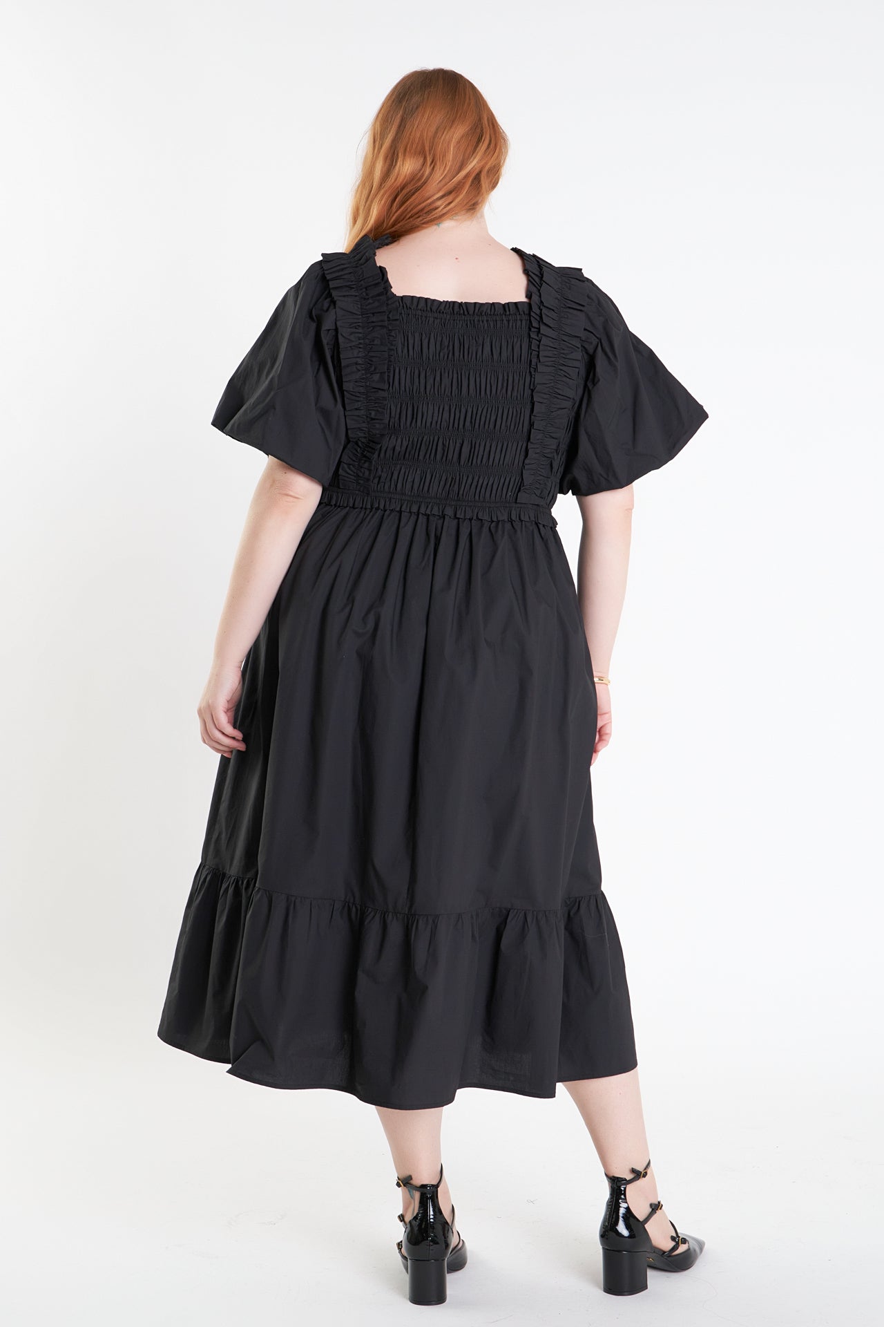 ENGLISH FACTORY - Ruffled Smocked Midi Dress - DRESSES available at Objectrare