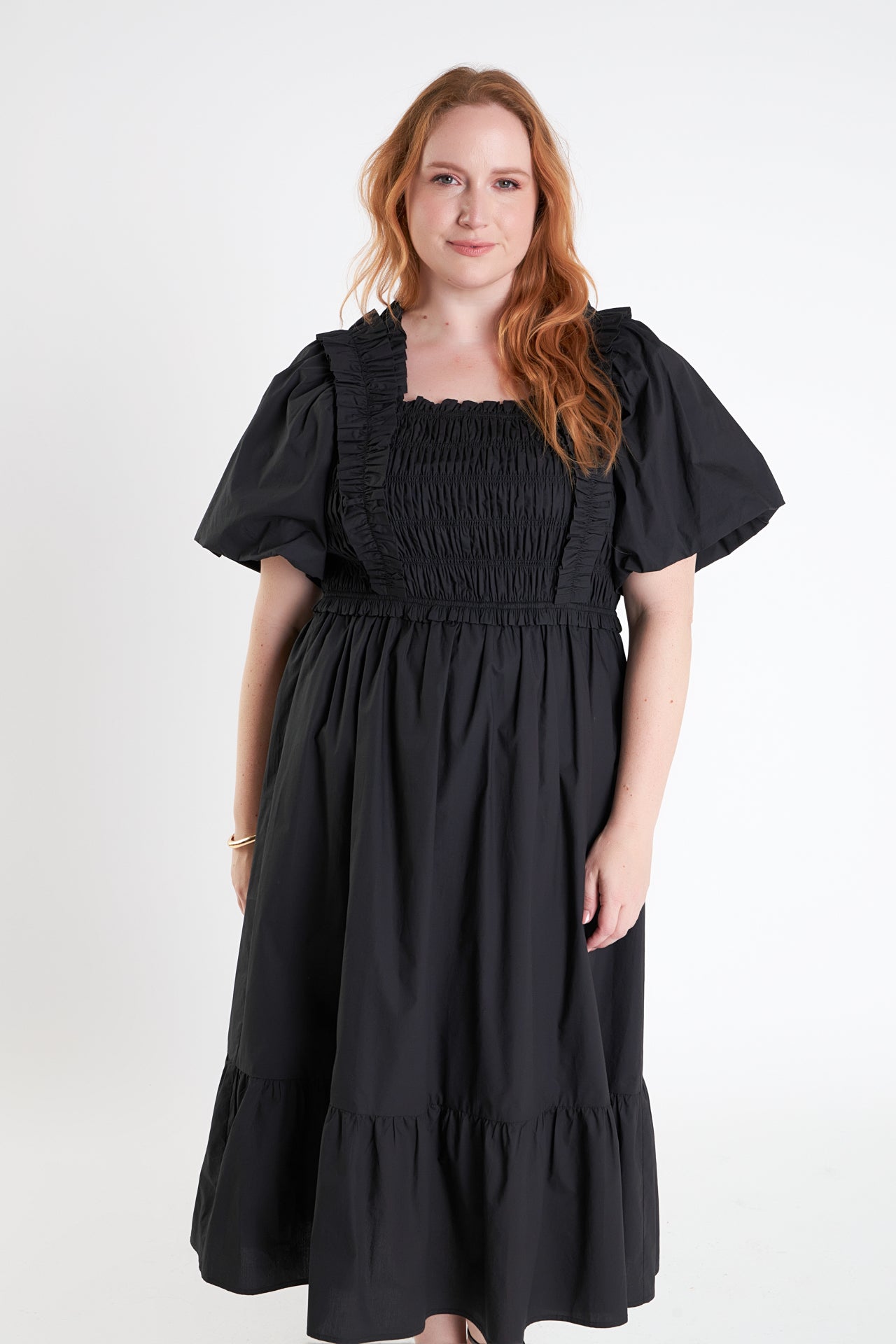 ENGLISH FACTORY - Ruffled Smocked Midi Dress - DRESSES available at Objectrare