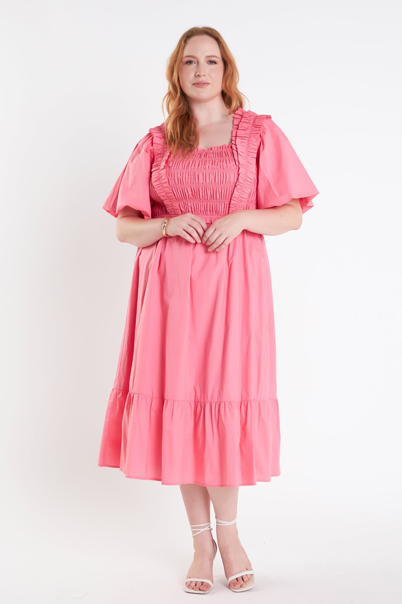 ENGLISH FACTORY - Ruffled Smocked Midi Dress - DRESSES available at Objectrare