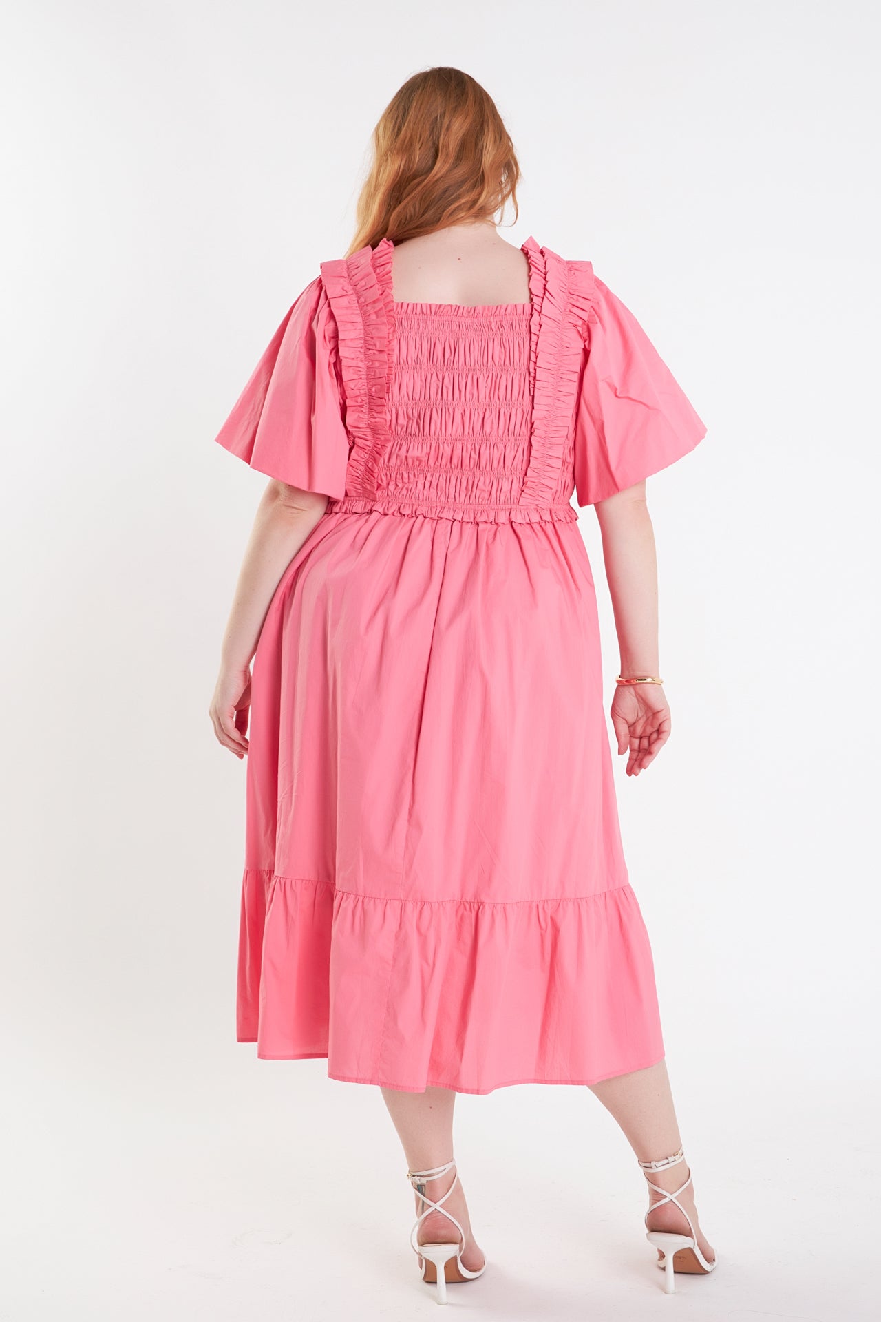 ENGLISH FACTORY - Ruffled Smocked Midi Dress - DRESSES available at Objectrare
