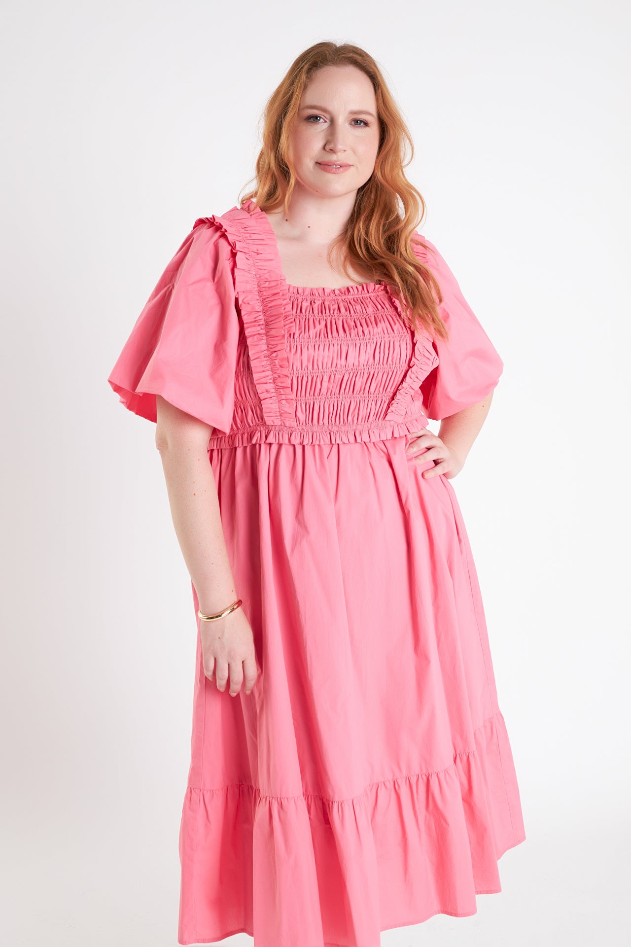 ENGLISH FACTORY - Ruffled Smocked Midi Dress - DRESSES available at Objectrare