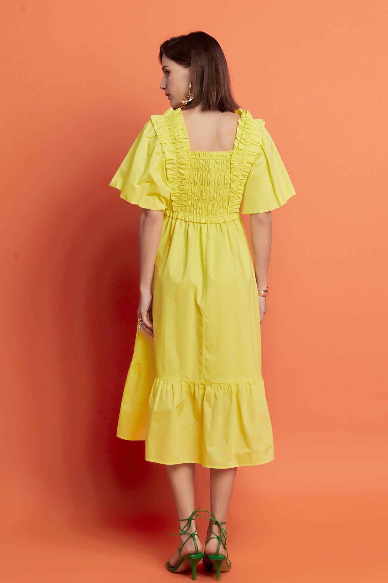 ENGLISH FACTORY - Puff Sleeve Square Neck Midi Dress - DRESSES available at Objectrare