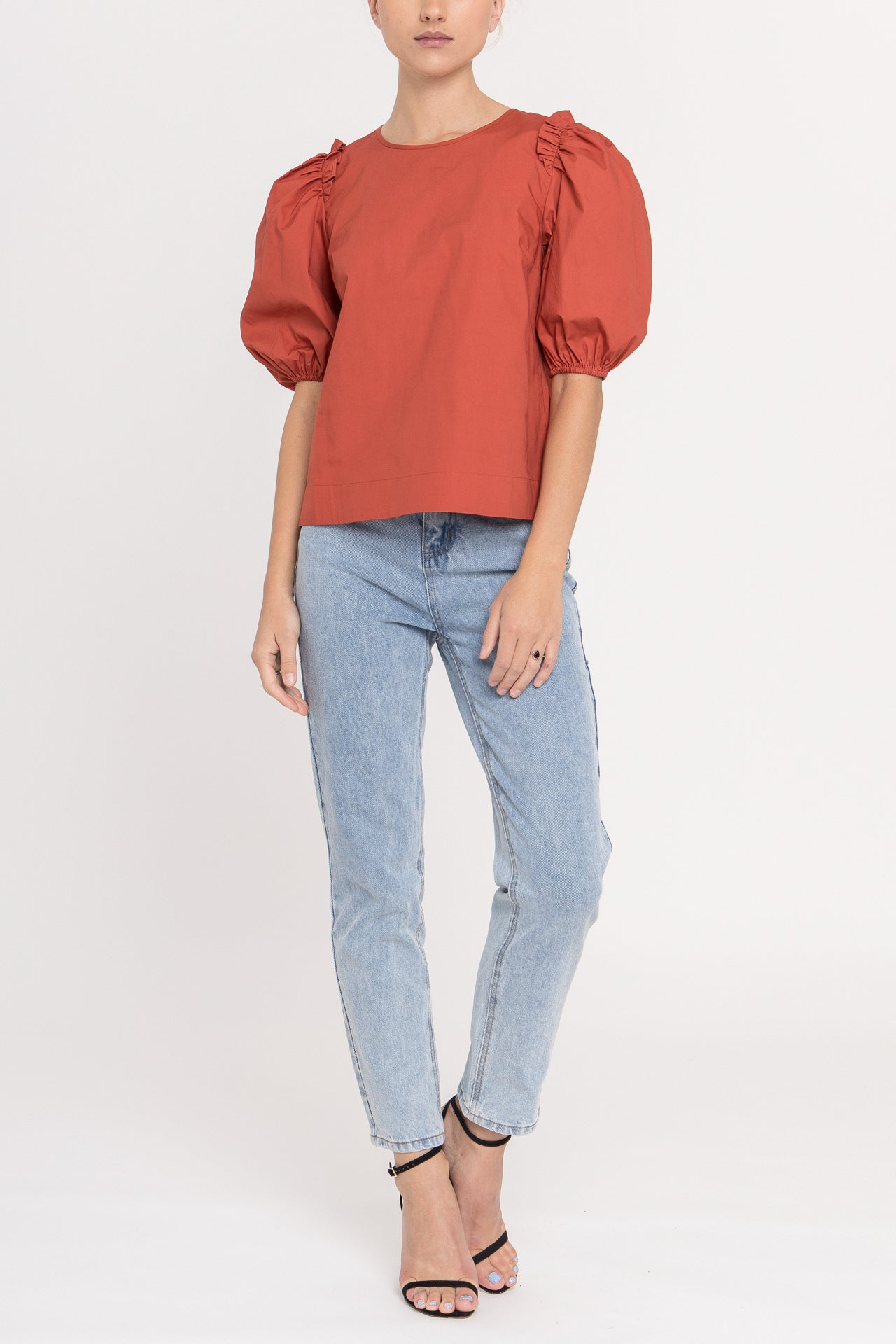 ENGLISH FACTORY - Poplin Puff Ruffles Sleeve Top - TOPS available at Objectrare