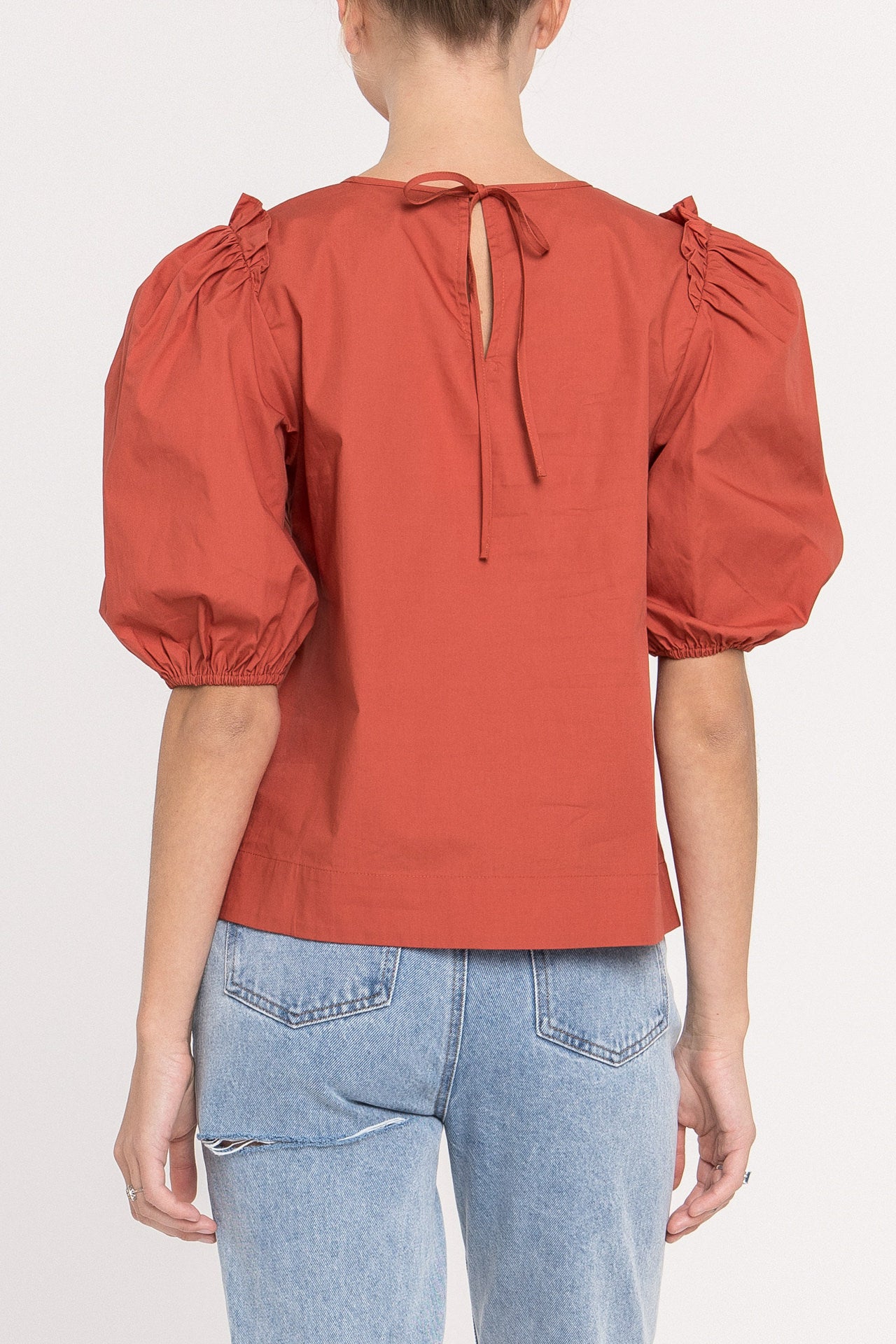 ENGLISH FACTORY - Poplin Puff Ruffles Sleeve Top - TOPS available at Objectrare